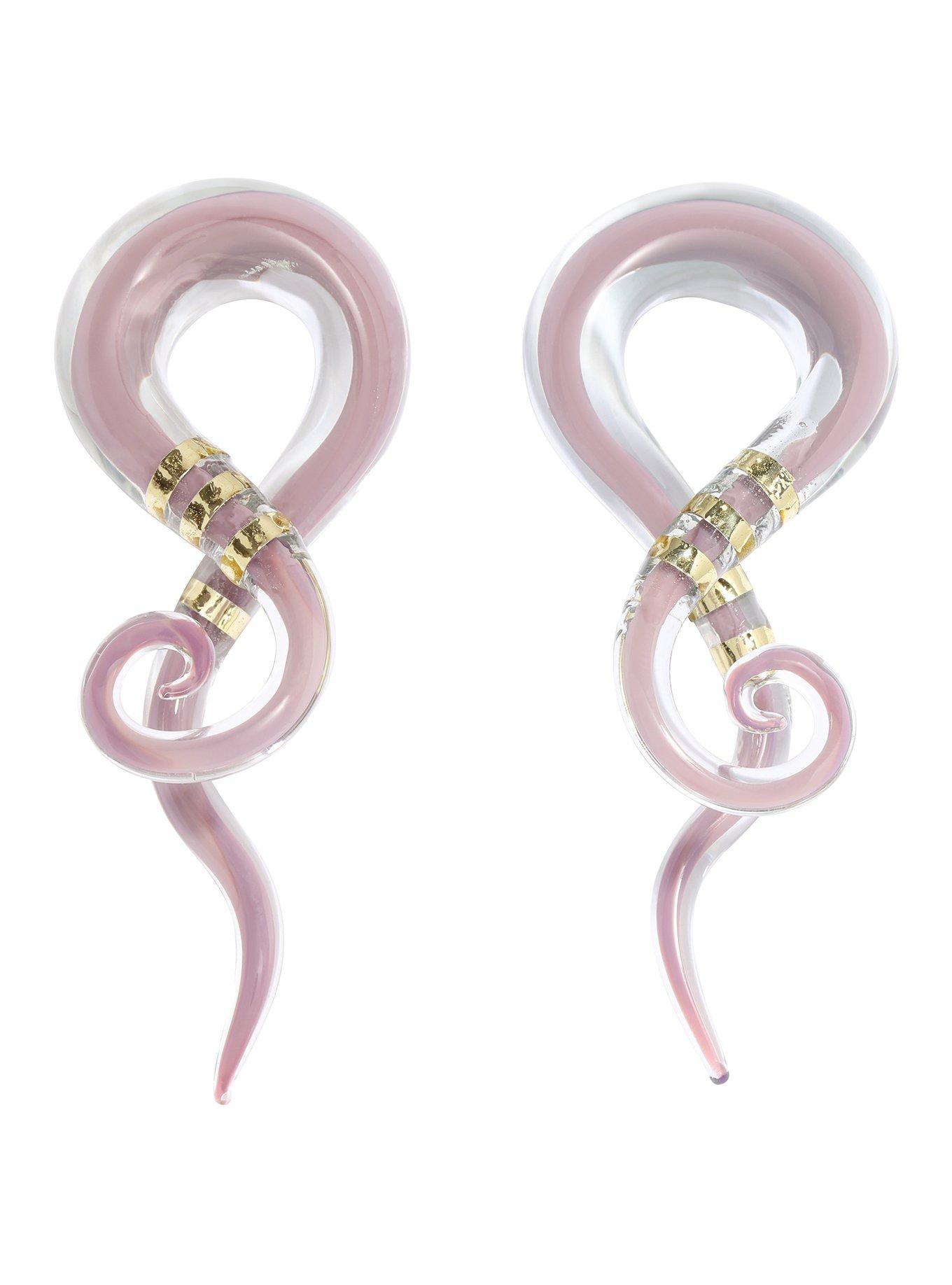 Glass Purple & Gold Stripe Spiral Pincher 2 Pack, MULTI, hi-res