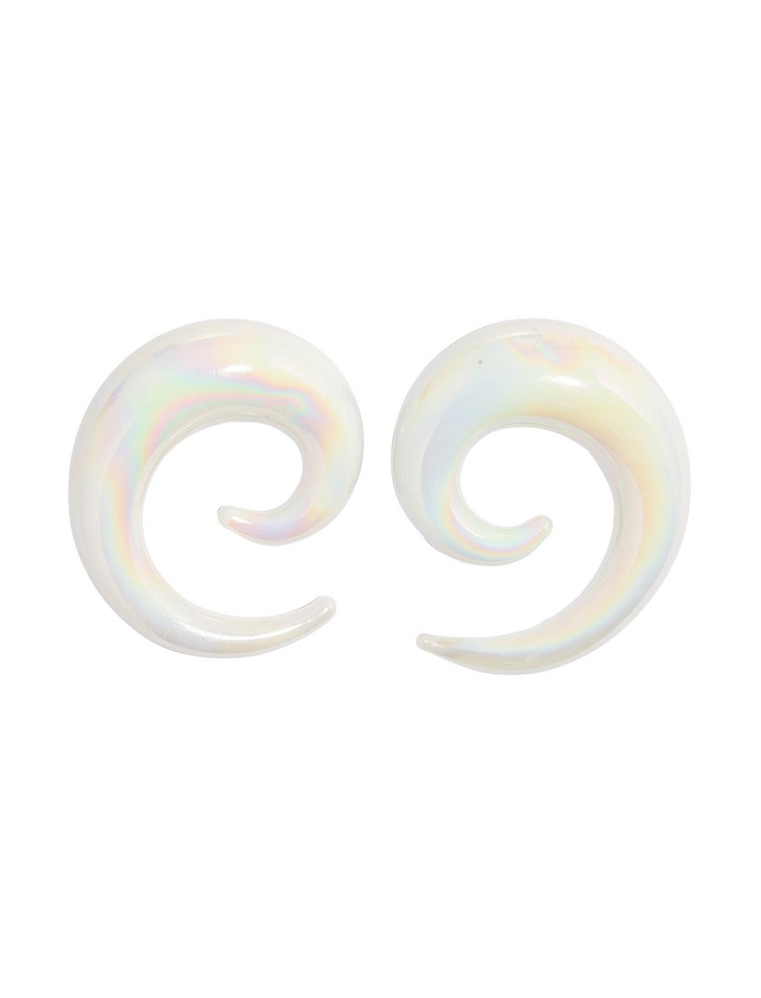 Glass Opalite Swirl Spiral Pincher 2 Pack, WHITE, hi-res