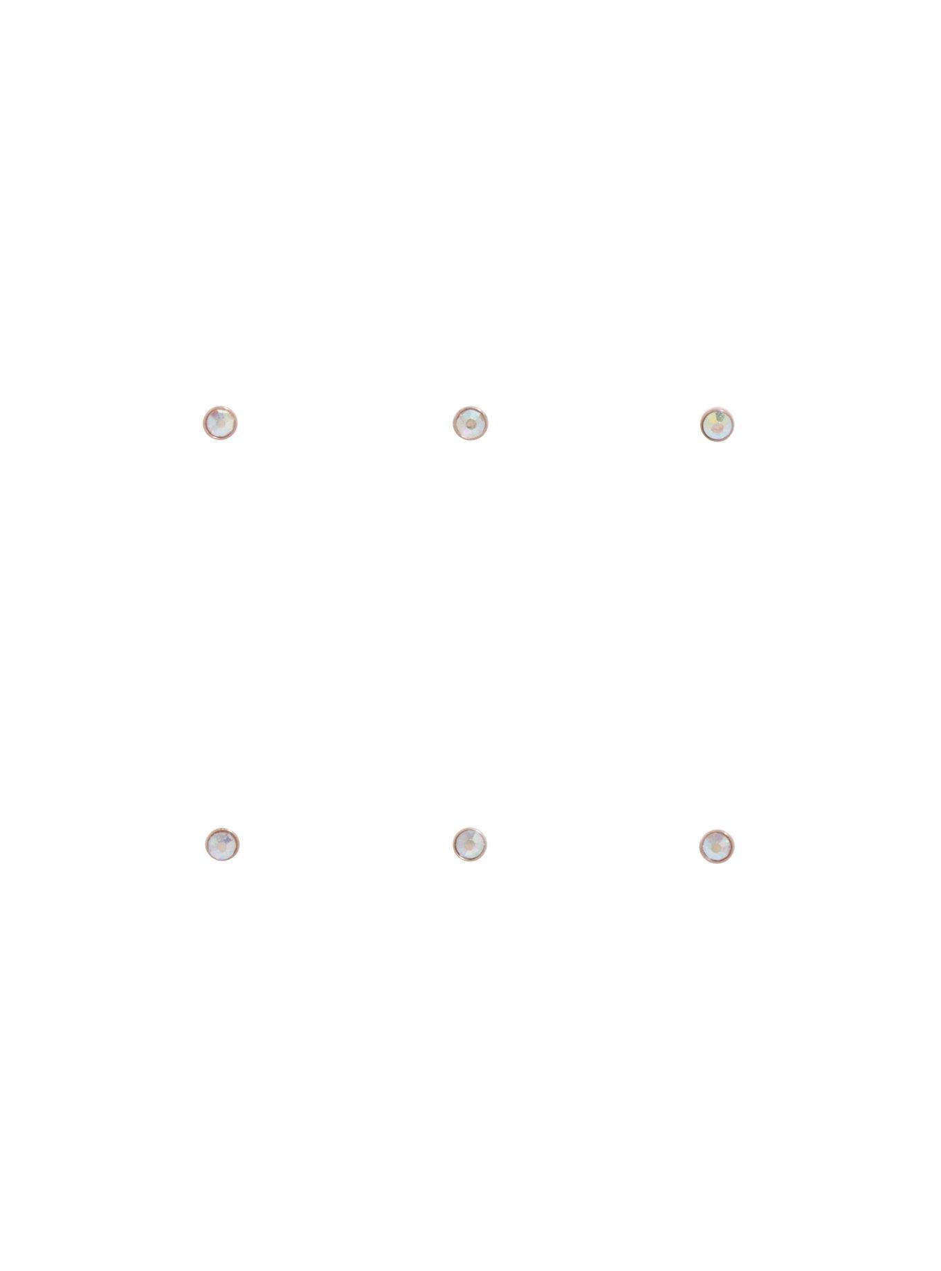 Steel Rose Gold AB CZ Nose Stud 6 Pack, ROSE GOLD, hi-res