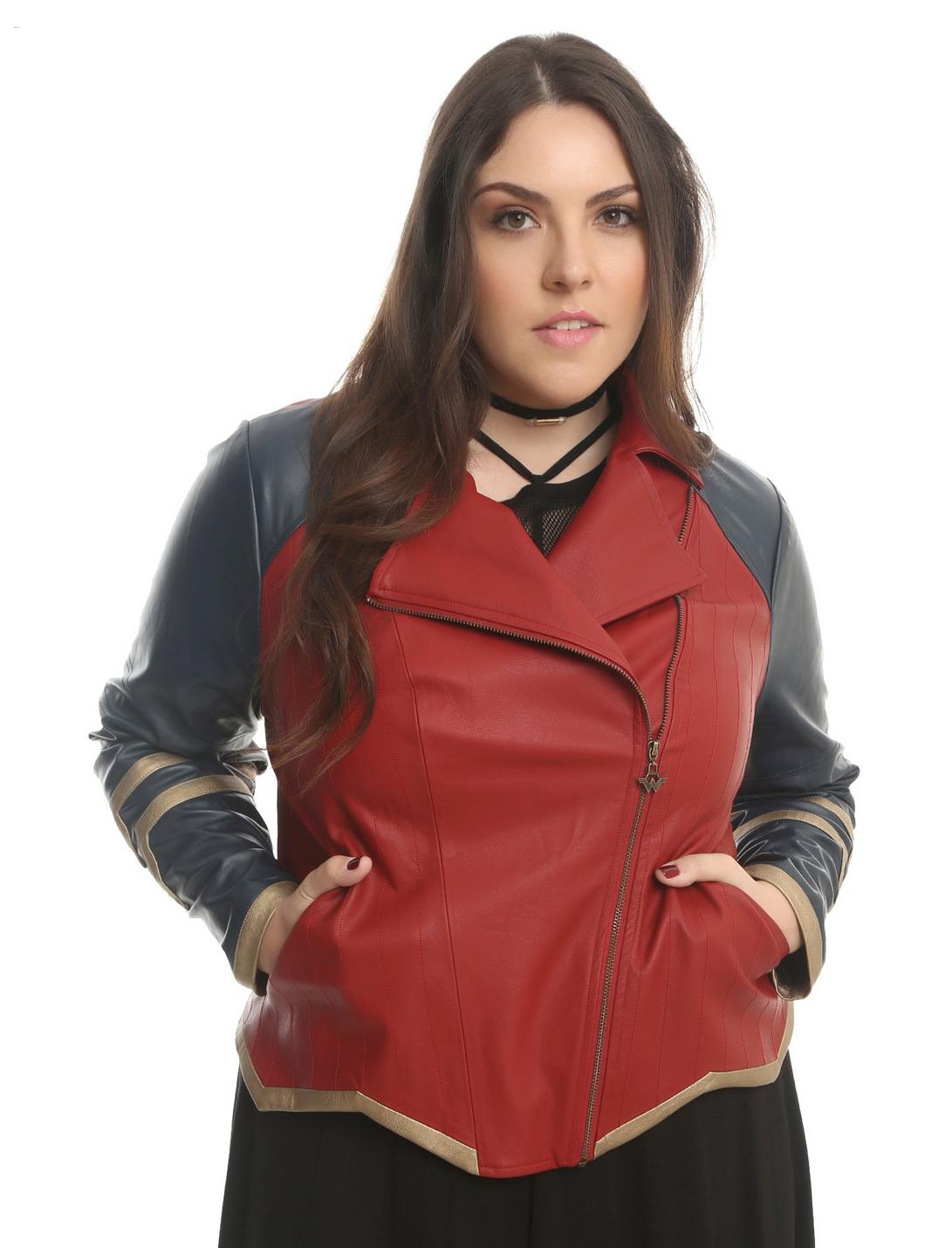 Her Universe DC Comics Wonder Woman Armor Faux Leather Jacket Plus Size, MULTI, hi-res