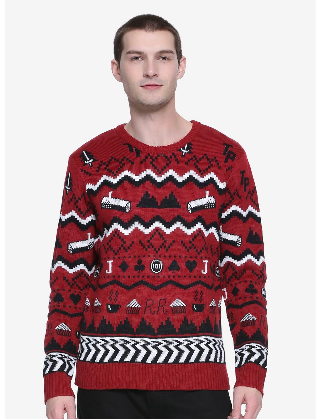 Twin Peaks Ugly Holiday Sweater, RED, hi-res