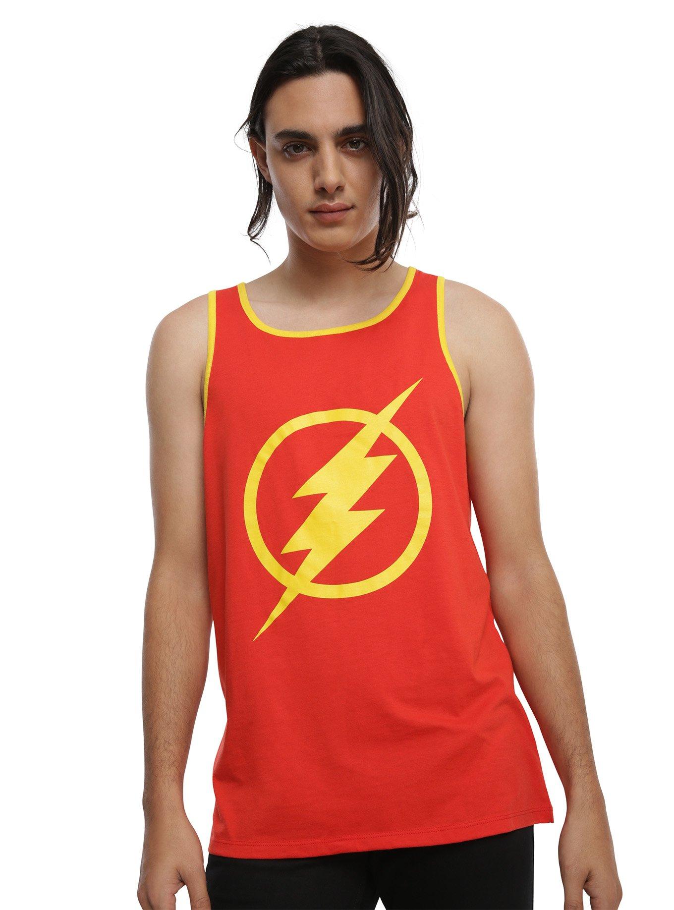 DC Comics The Flash Logo Ringer Tank Top, RED, hi-res