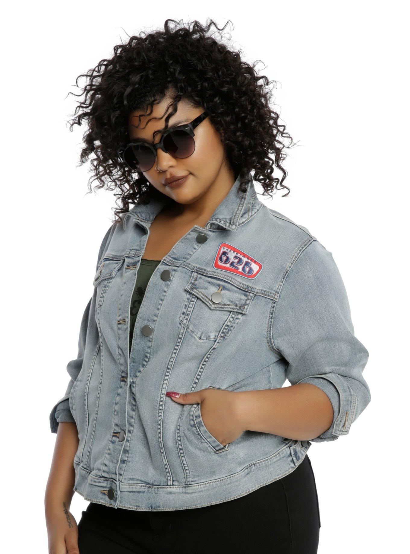 Disney Lilo & Stitch Denim Patch Jacket Plus Size, BLUE, hi-res