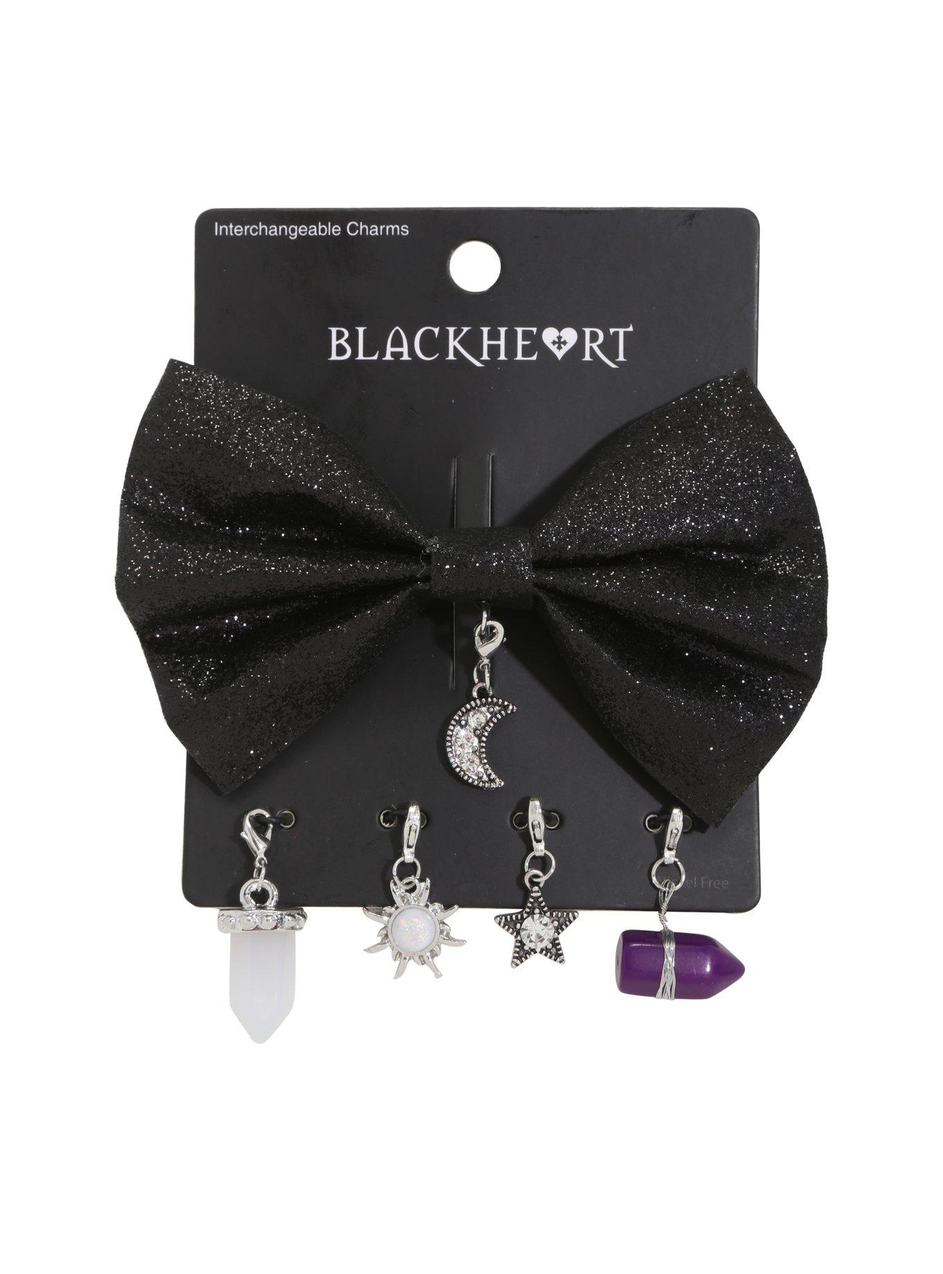 Blackheart Interchangeable Charm Black Glitter Hair Bow Hot Topic