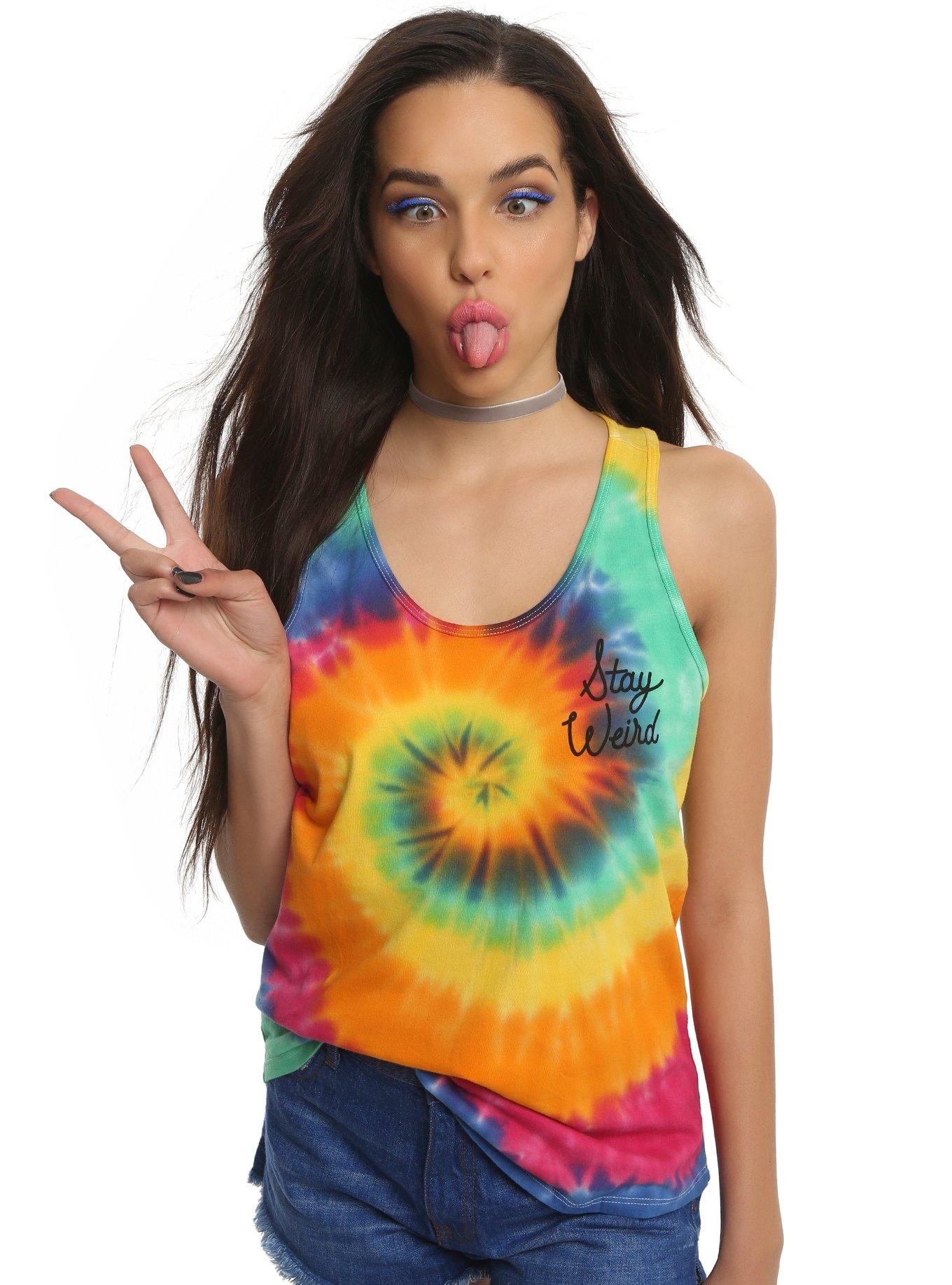 Stay Weird Tie Dye Girls Tank Top, TIE DYE, hi-res