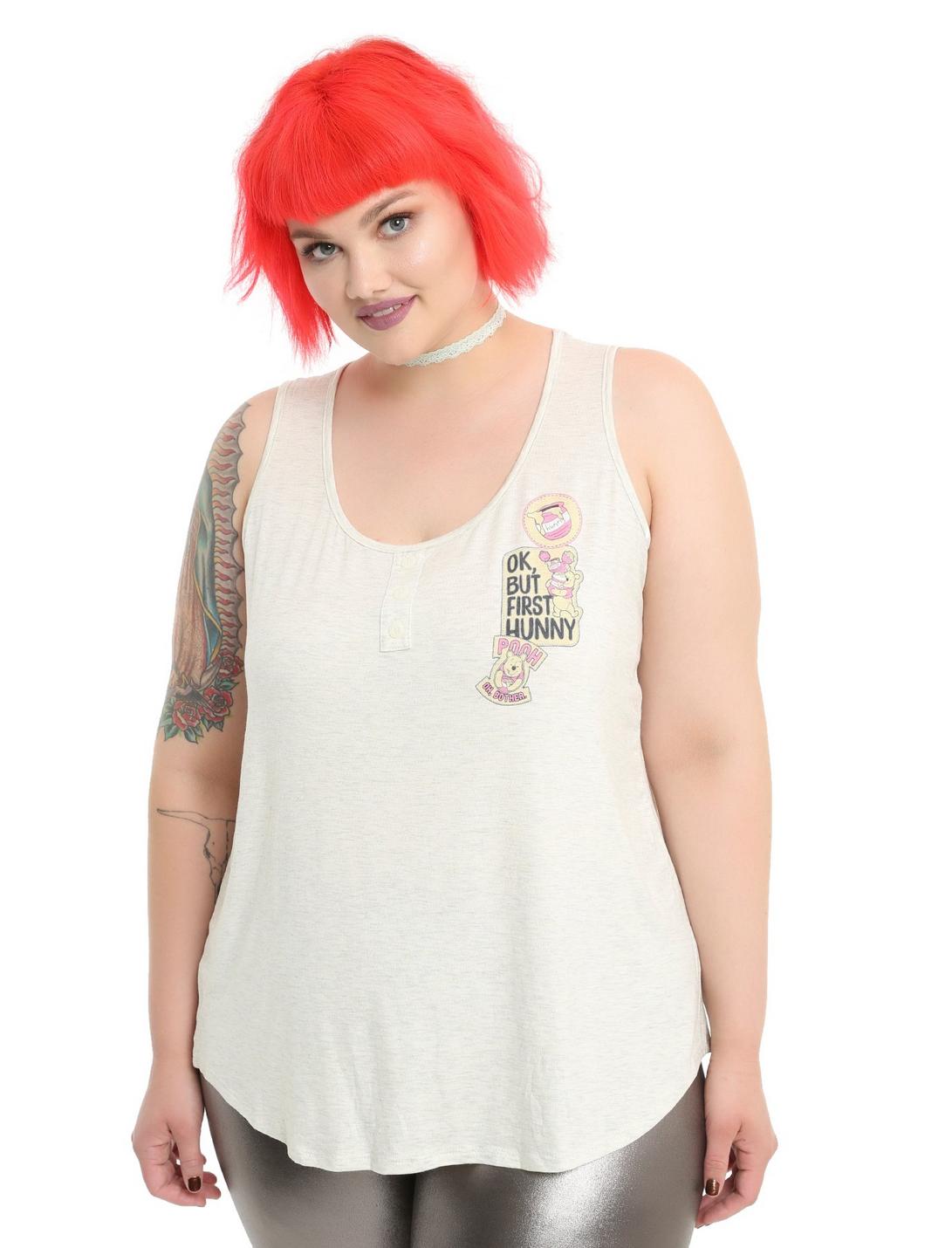 Disney Winnie The Pooh OK But First Hunny Patches Girls Tank Top Plus Size, WHITE, hi-res