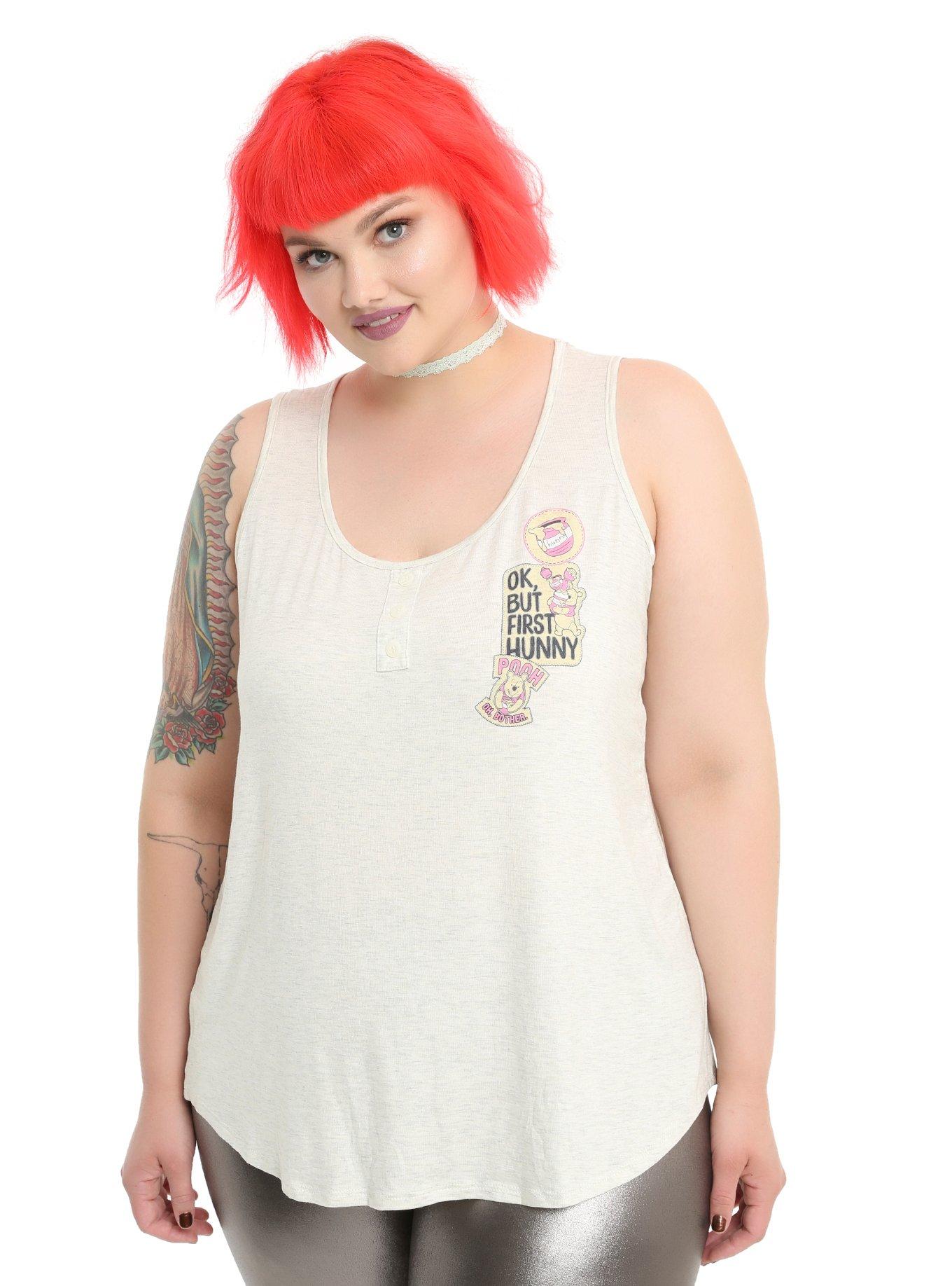 Disney Winnie The Pooh OK But First Hunny Patches Girls Tank Top Plus Size, WHITE, hi-res