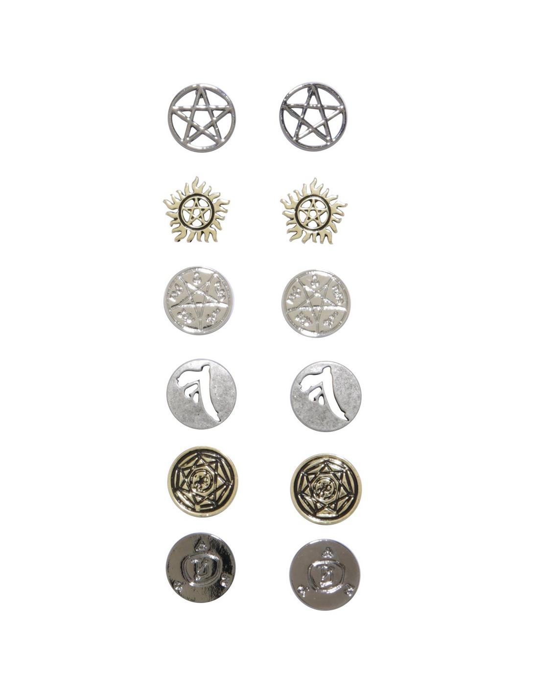 Supernatural Symbol Stud Earring 6 Pair Set, , hi-res
