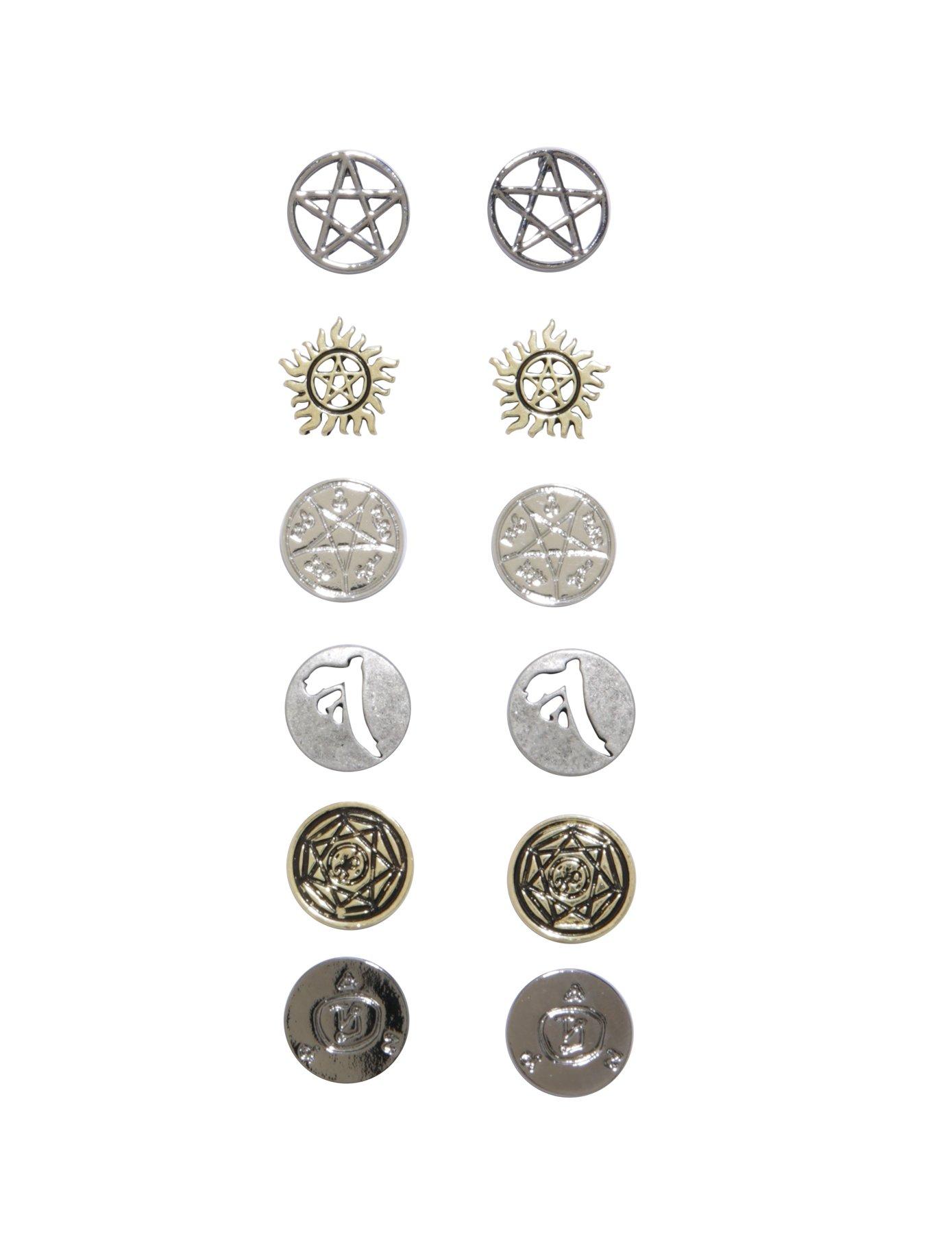 Supernatural Symbol Stud Earring 6 Pair Set, , hi-res