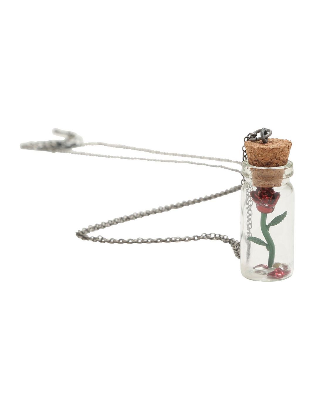 Disney Beauty And The Beast Rose Charm Cork Bottle Necklace, , hi-res