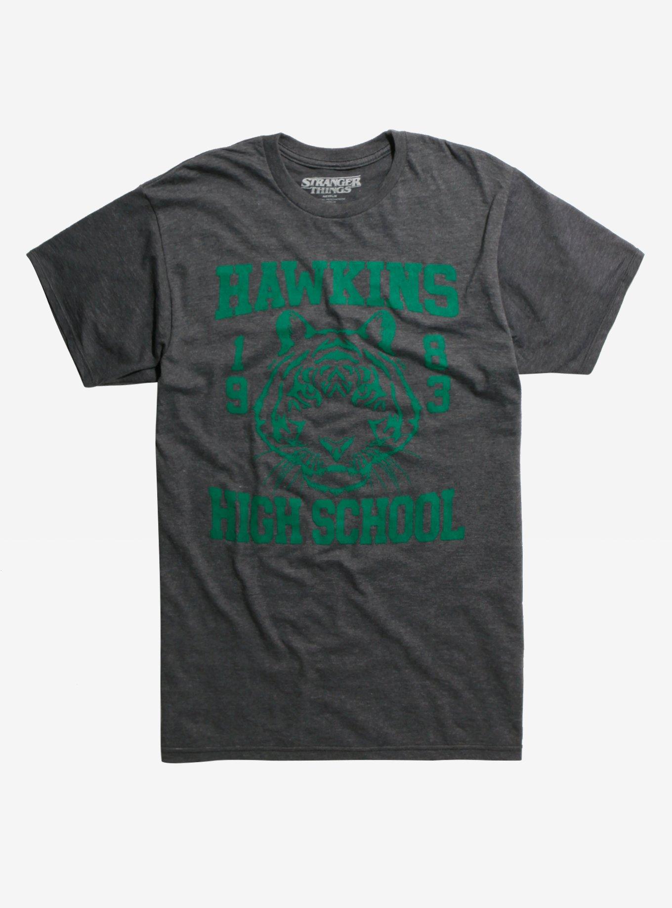 Hawkins high school 1986 green tiger logo shirt, hoodie, sweater