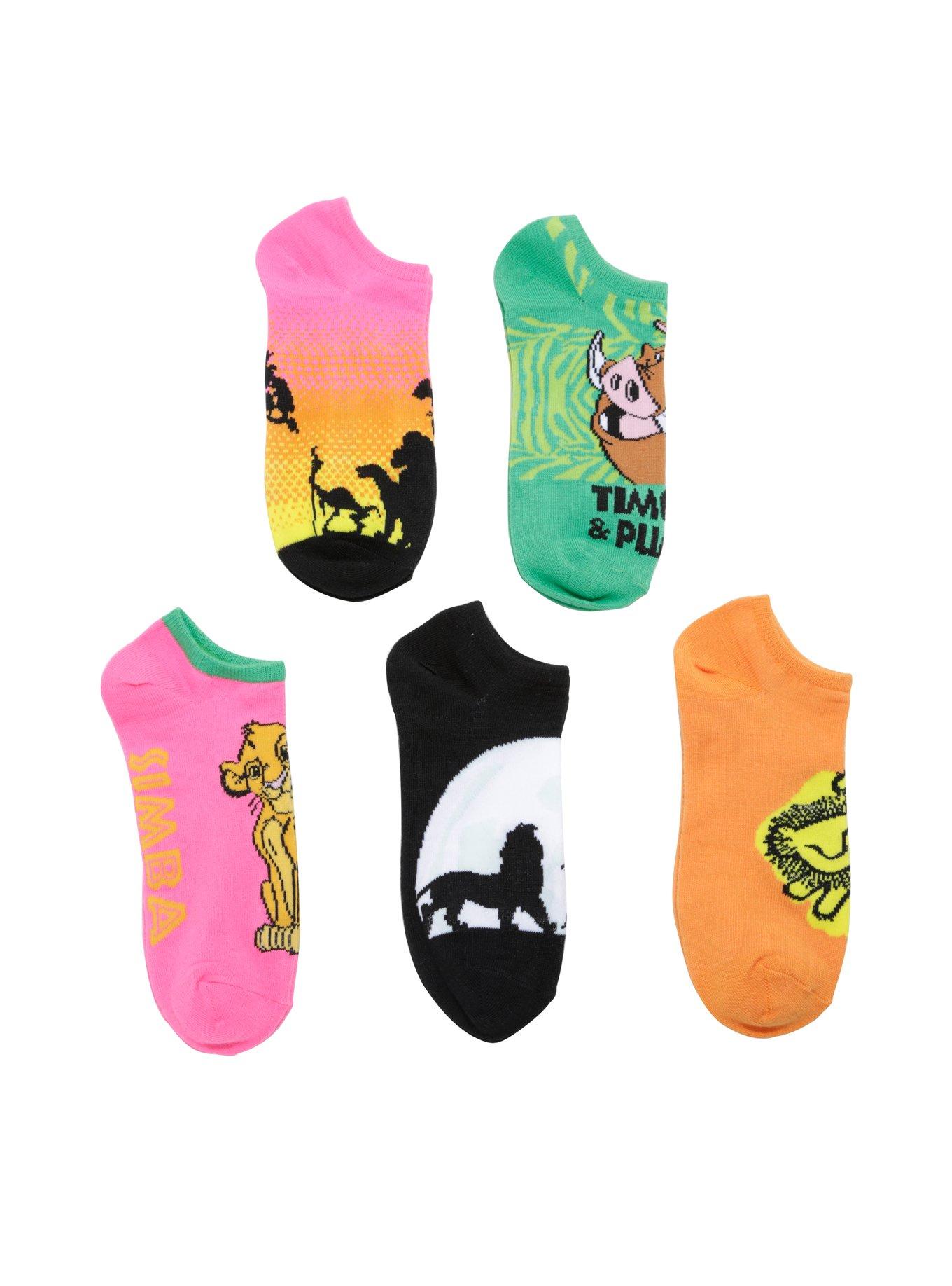 Disney The Lion King Timon And Pumbaa No-Show Socks 5 Pair | Hot Topic