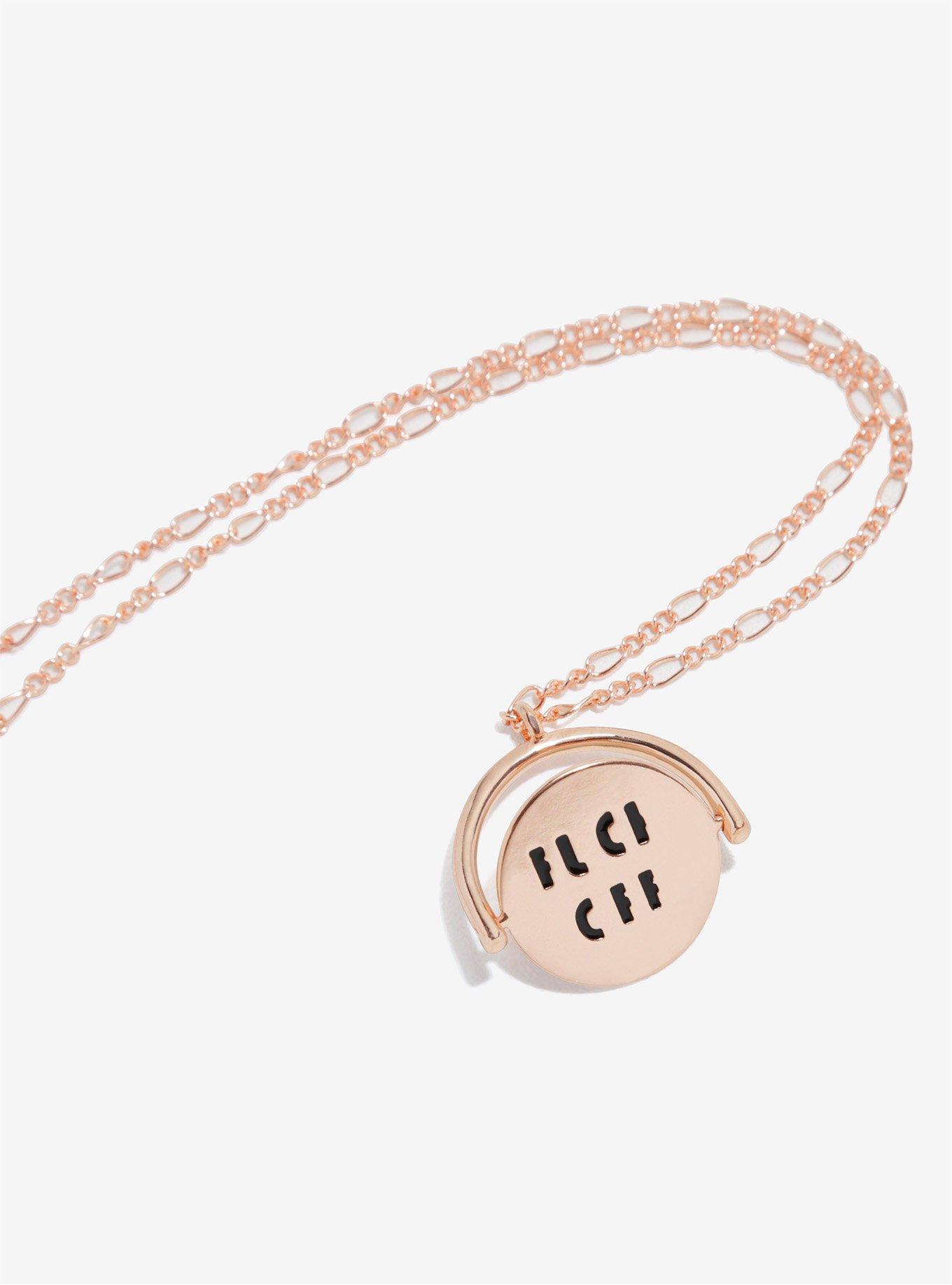 F Off Spinner Coin Rose Gold Necklace, , hi-res