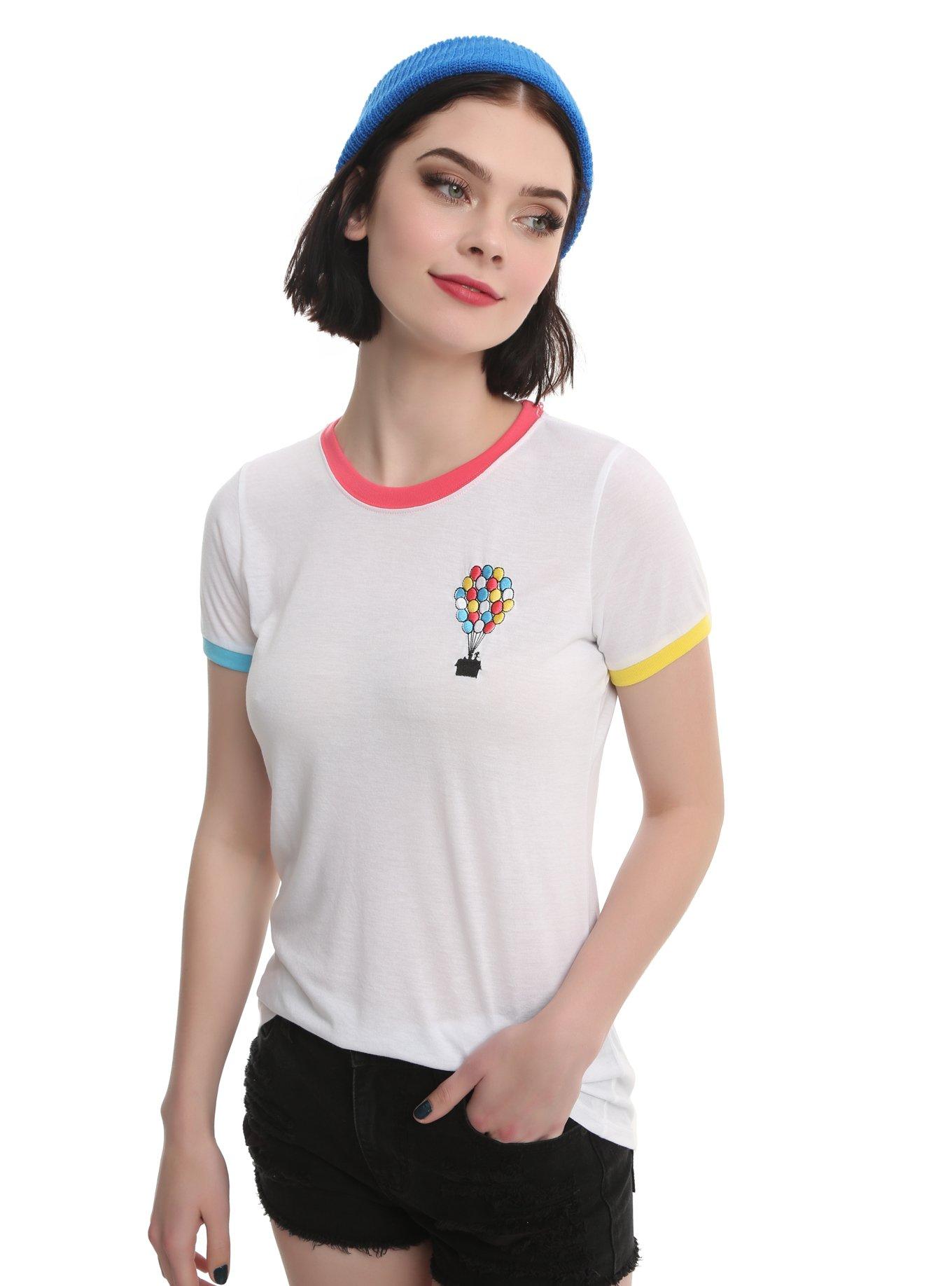 Disney Up Balloon House Embroidered Tricolor Girls Ringer T-Shirt, WHITE, hi-res