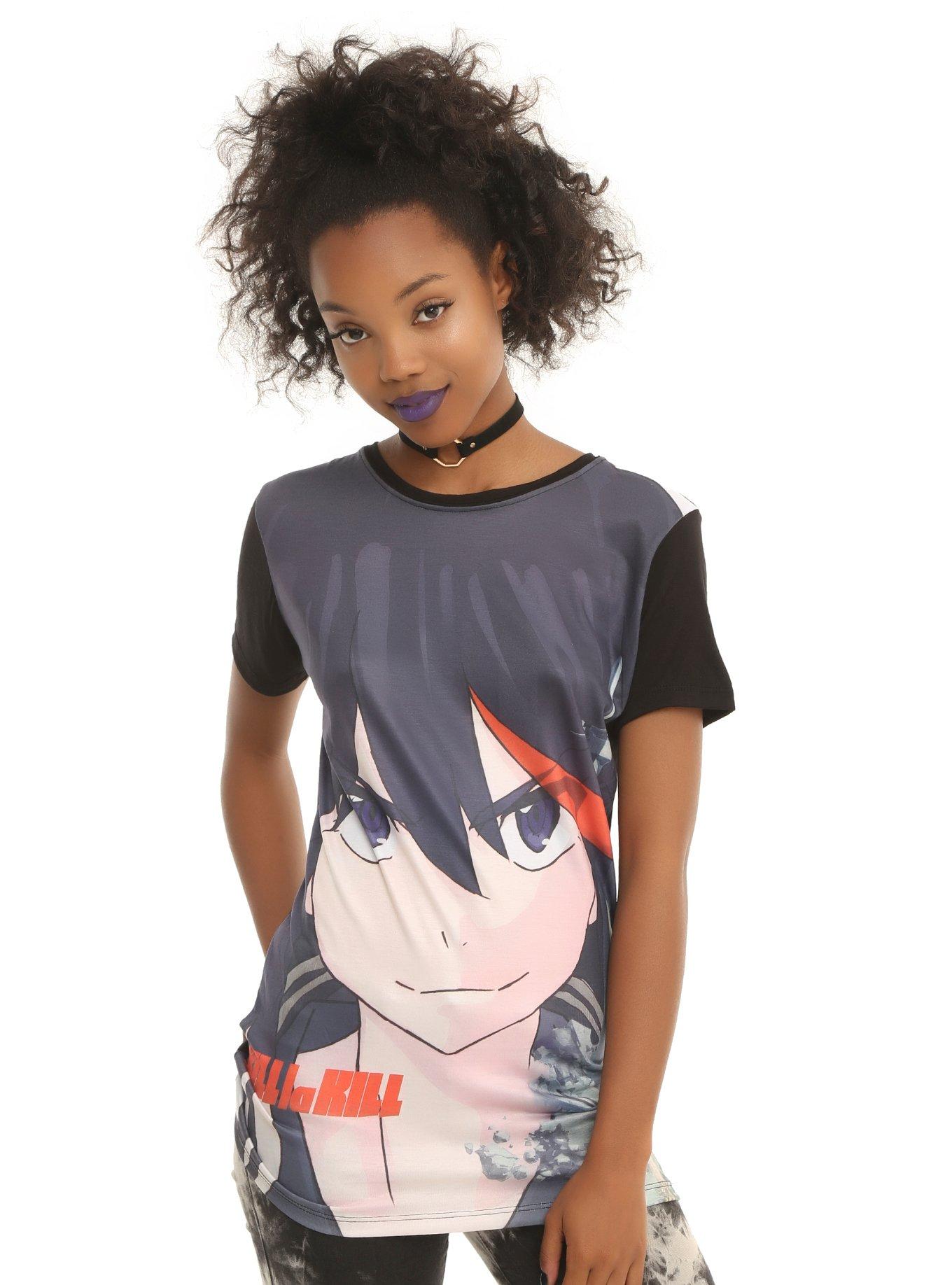 Kill La Kill Face Ryuko Girls T-Shirt, BLACK, hi-res