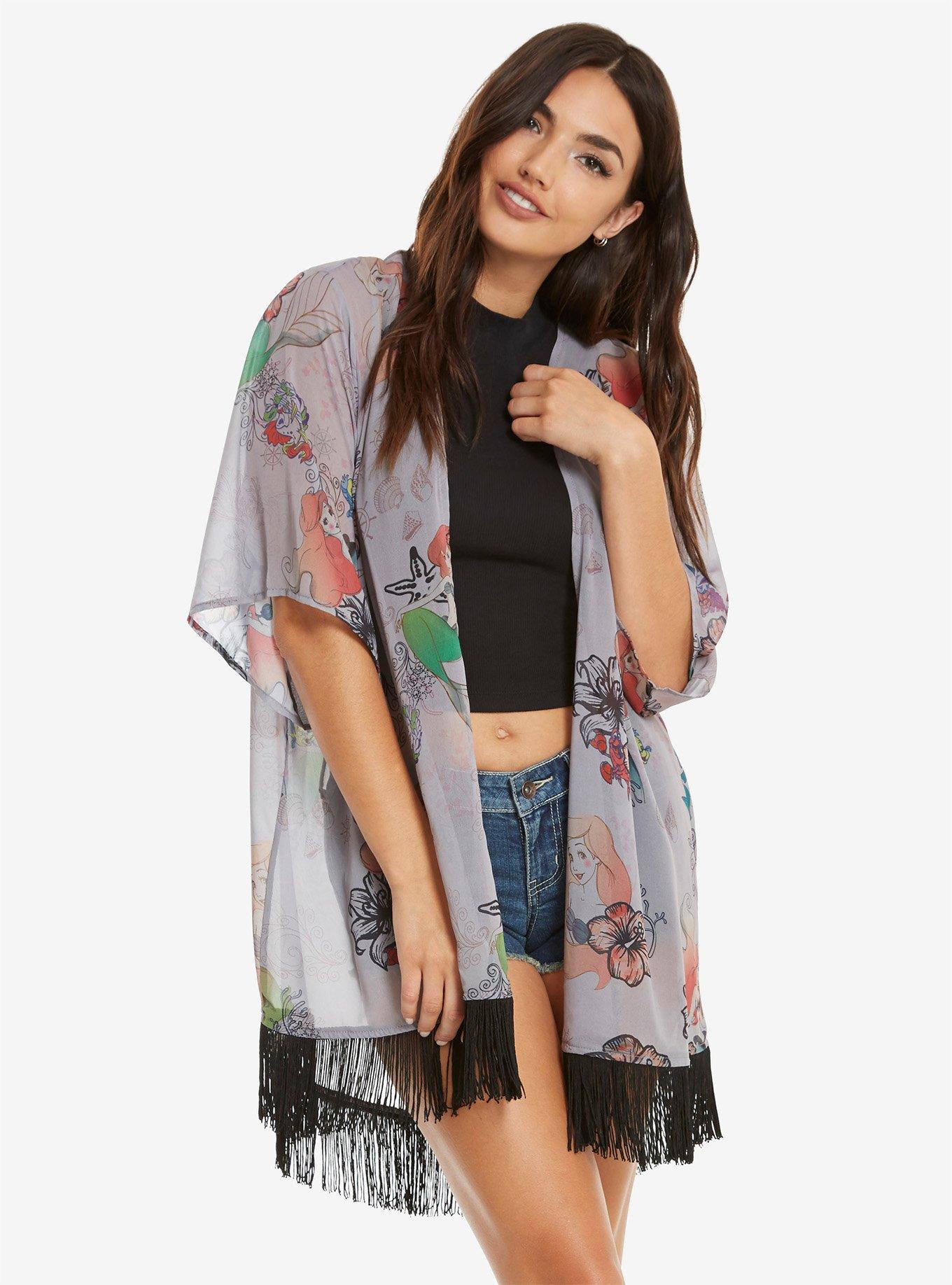 Disney The Little Mermaid Ariel Watercolor Kimono, BEIGE IKAT, hi-res