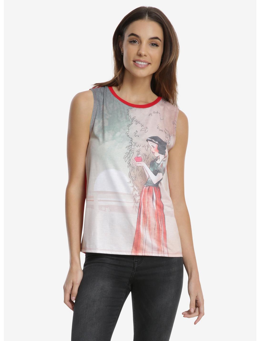 Disney Snow White Watercolor Womens Muscle Top, RED, hi-res