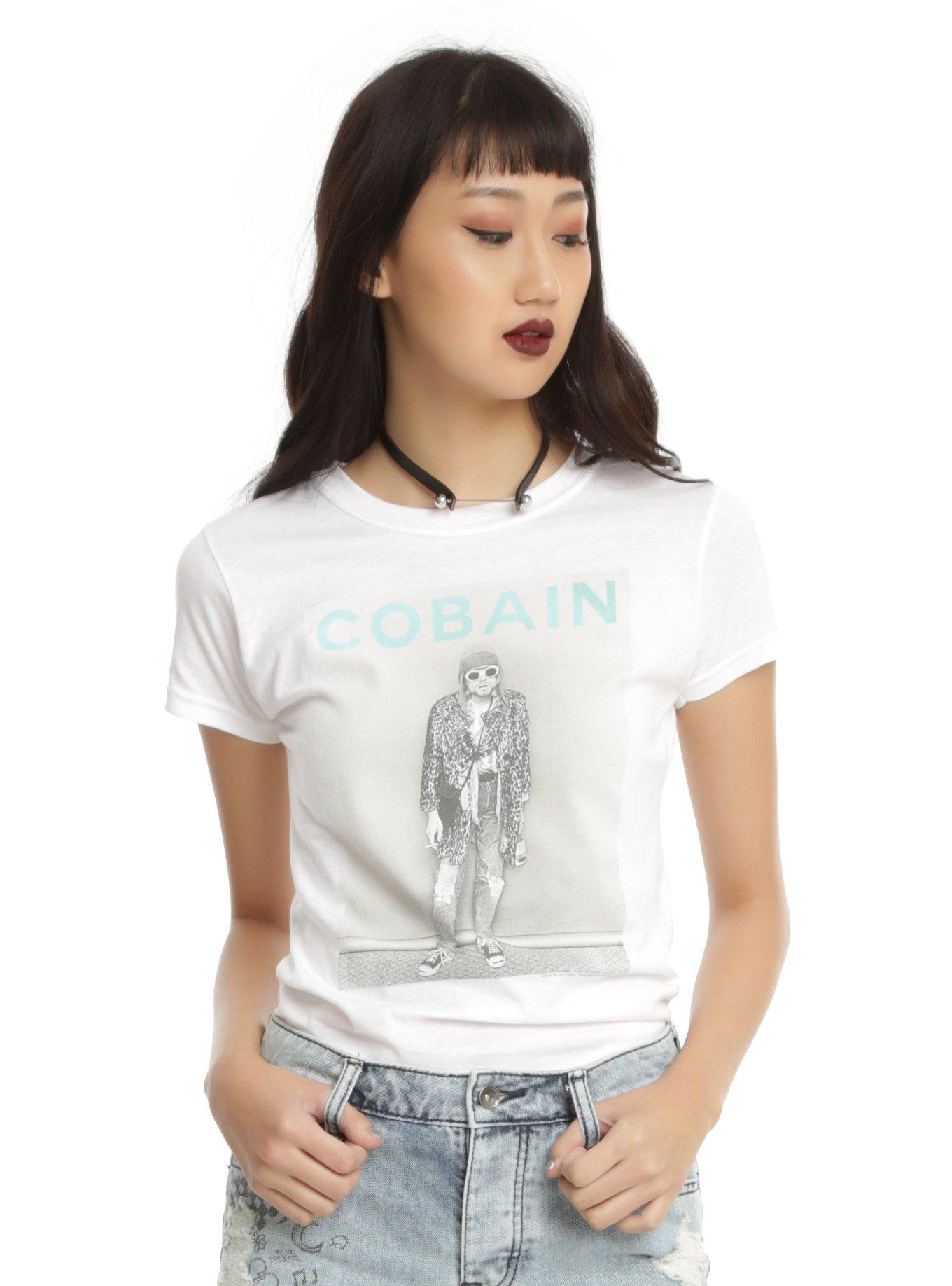 Kurt Cobain Leopard Jacket Girls T-Shirt, WHITE, hi-res