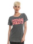 KISS Neon Acid Wash Girls Boyfriend T-Shirt, BLACK, hi-res