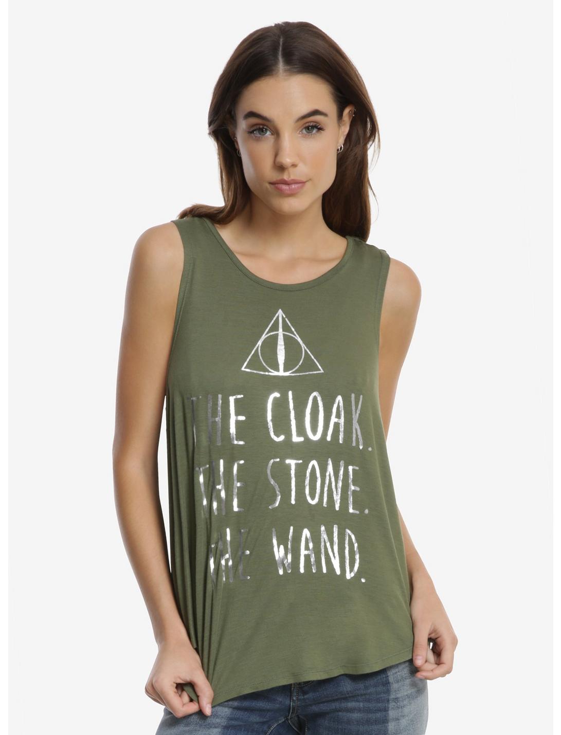 Harry Potter Deathly Hallows Womens Tank Top, GREEN, hi-res