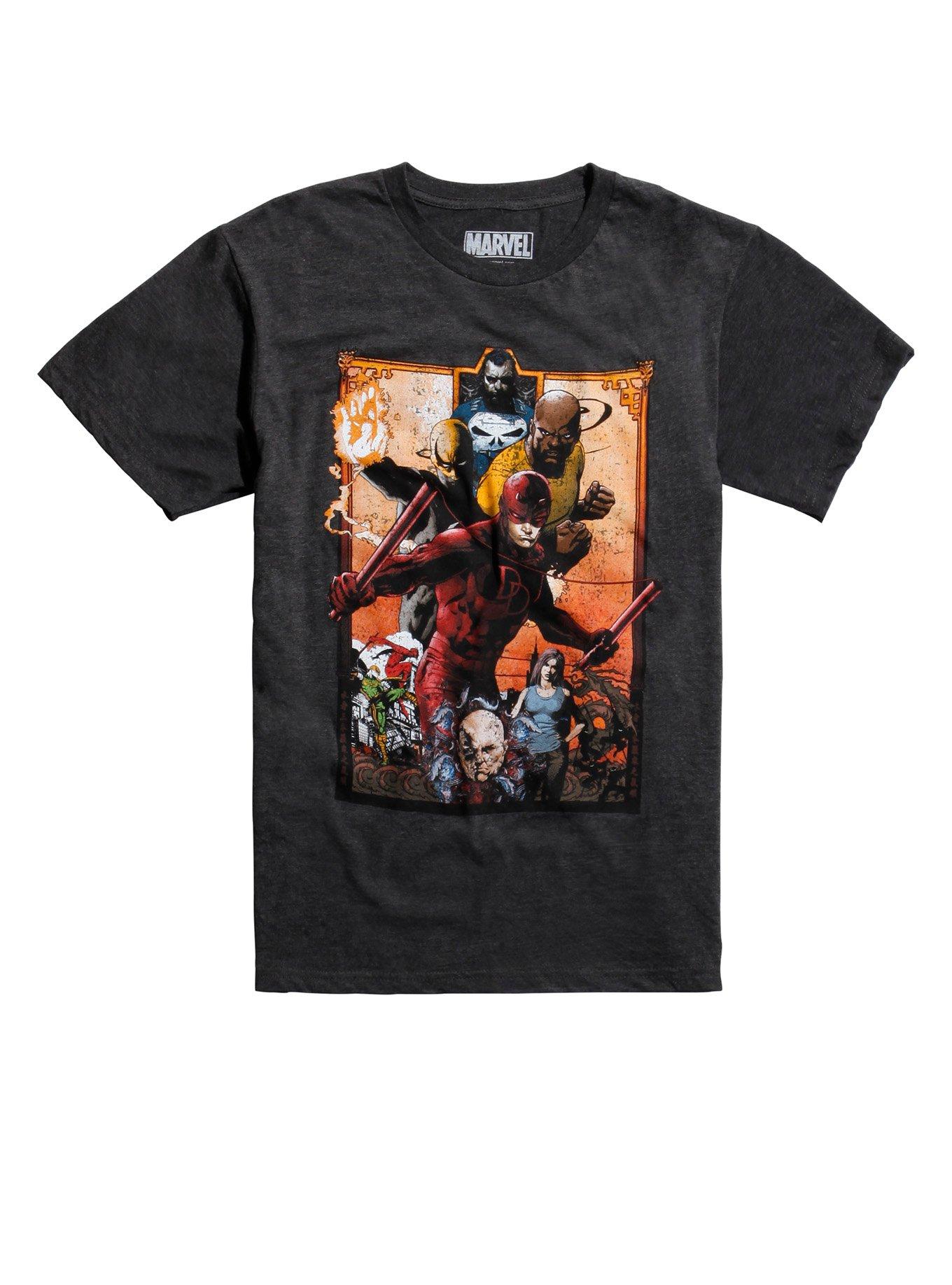Marvel The Defenders Fight T-Shirt, CHARCOAL HEATHER, hi-res