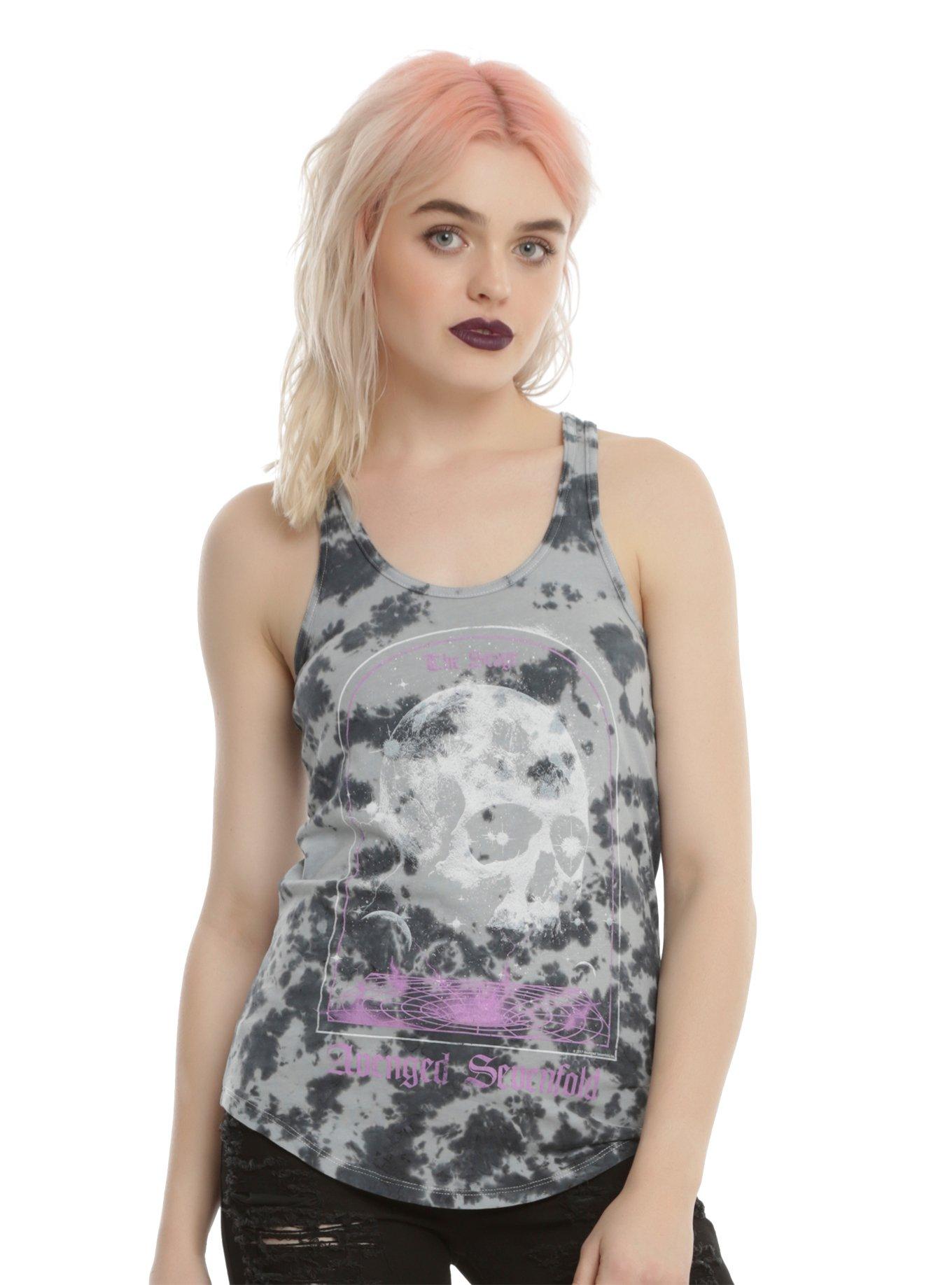 Avenged Sevenfold Starry Night Skull Girls Tank Top, BLACK, hi-res