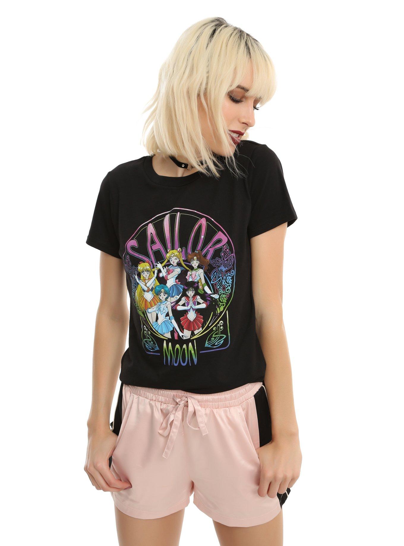 Sailor Moon Sailor Guardians Art Nouveau Girls T-Shirt, BLACK, hi-res