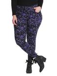 Blackheart Constellation Print Purple Super Skinny Jeans Plus Size, BLUE, hi-res