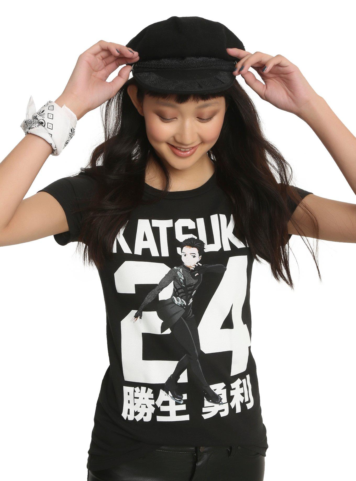 Yuri!!! On Ice Katsuki 24 Girls T-Shirt, BLACK, hi-res