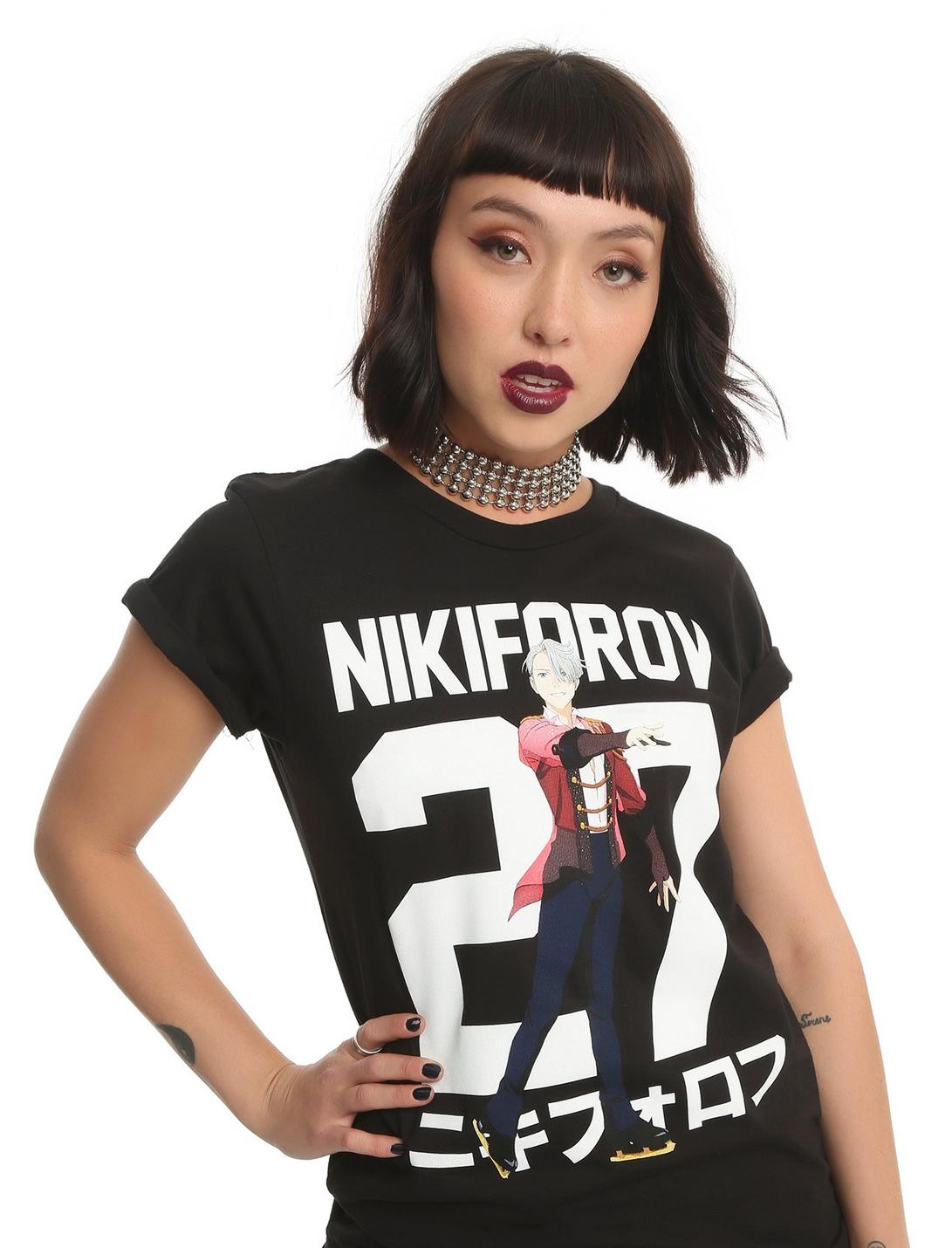Yuri!!! On Ice Nikiforov 27 Victor Girls T-Shirt, BLACK, hi-res