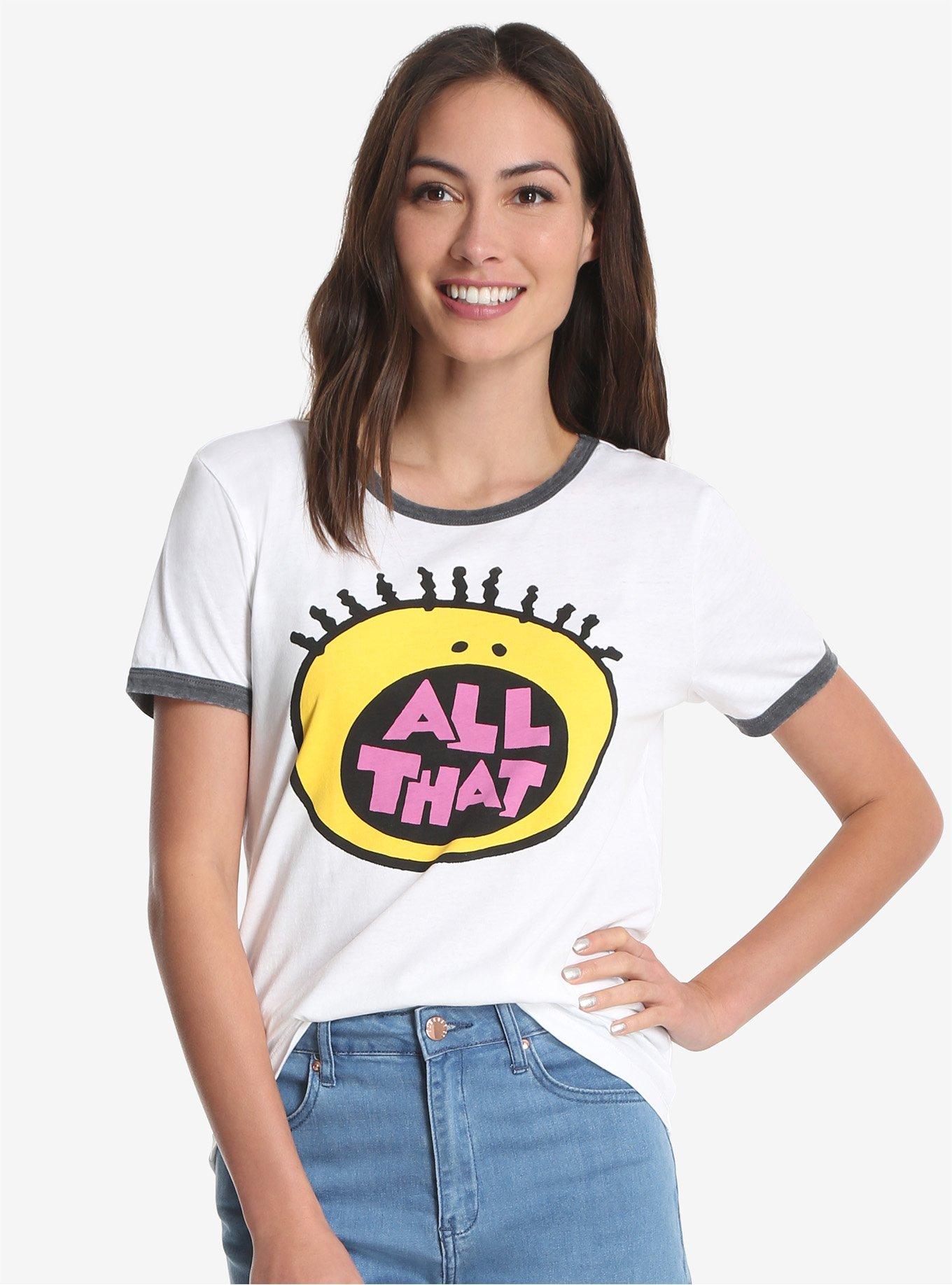 All That Logo Womens Ringer Tee, WHITE, hi-res