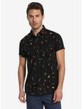 Marvel Deadpool Hand Drawn Woven Button-Up - BoxLunch Exclusive, BLACK, hi-res