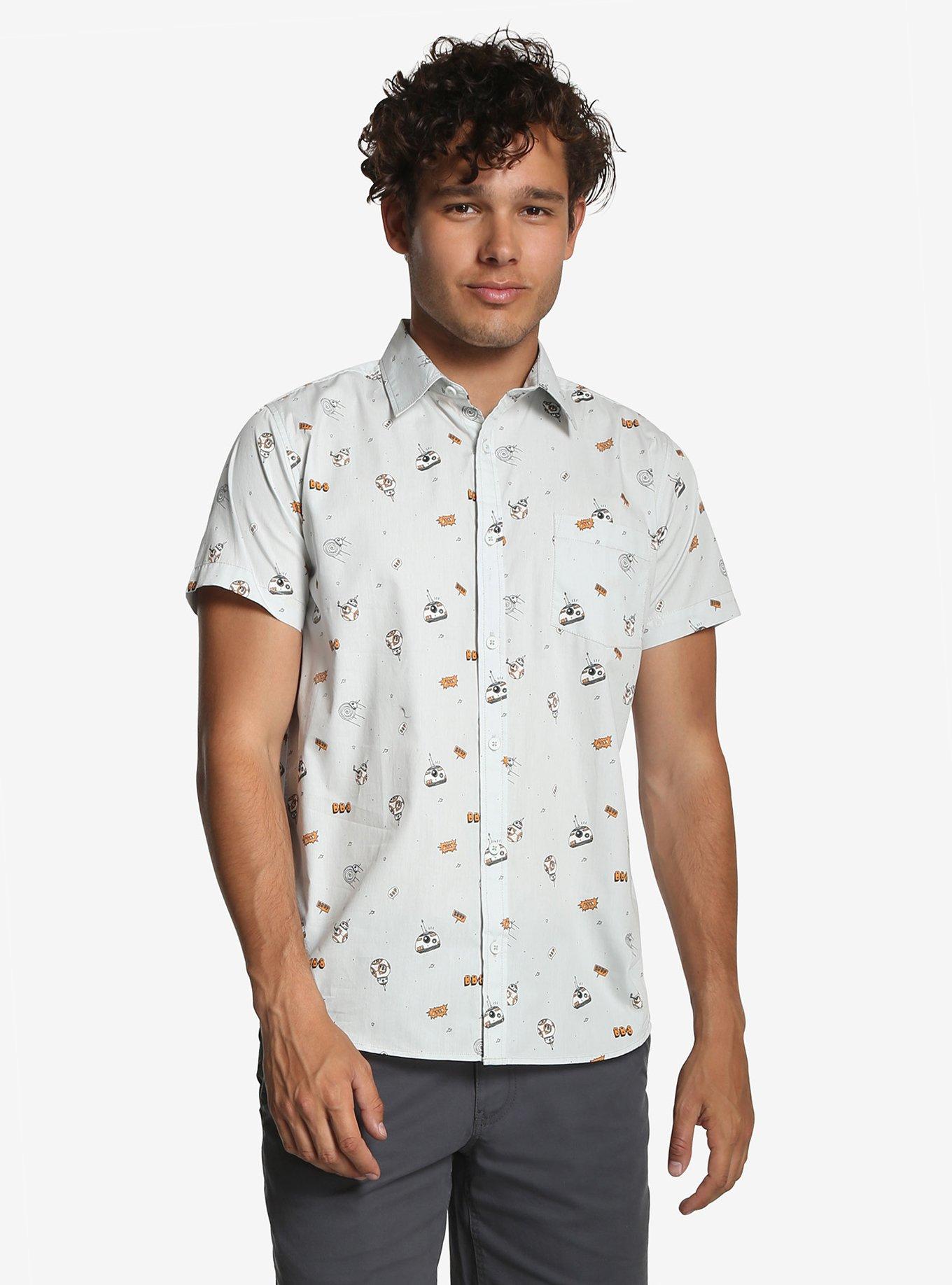 Star Wars BB-8 Short Sleeve Woven Button-Up, GREY, hi-res