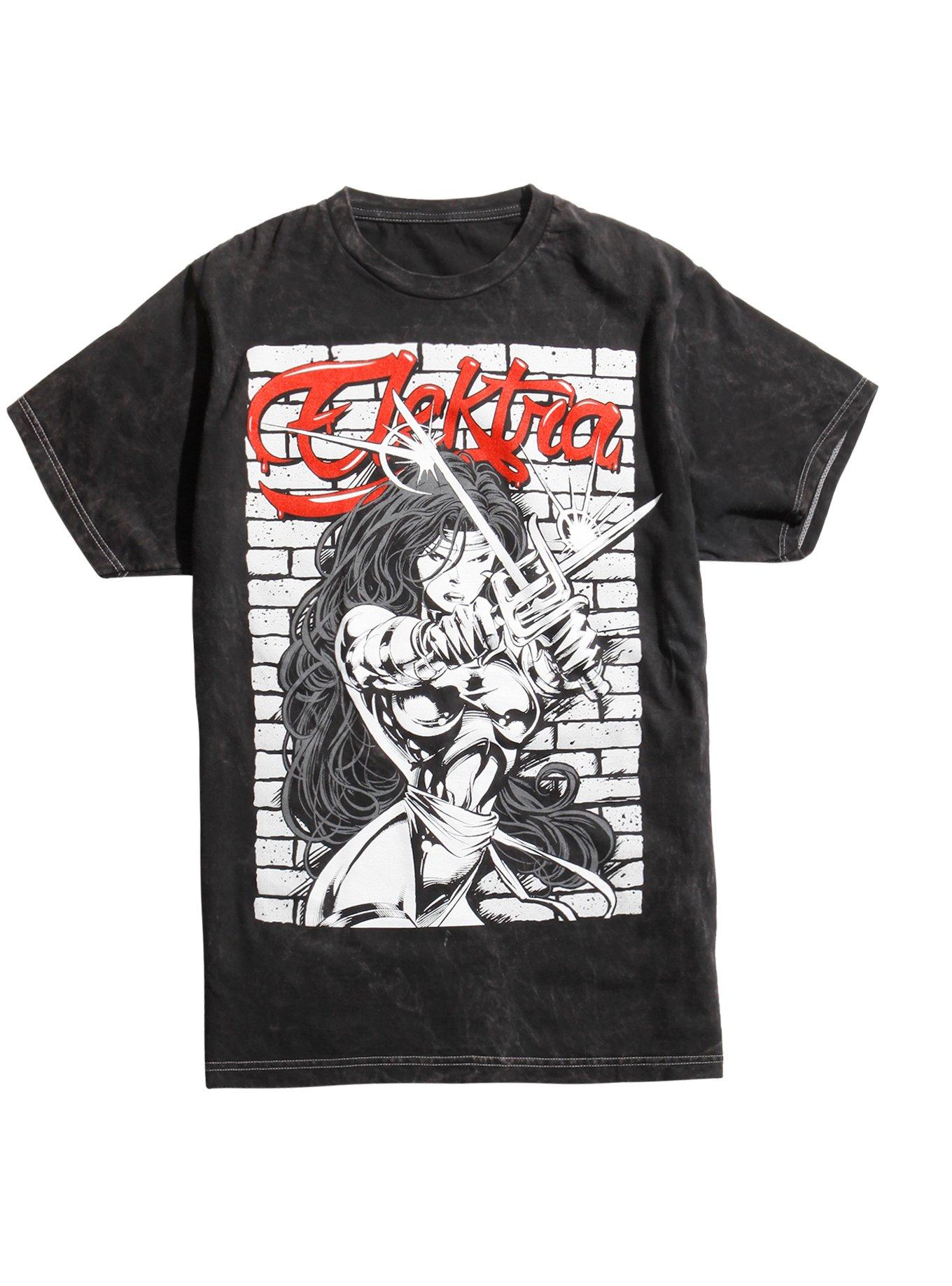 Marvel Elektra Pose Mineral Wash T-Shirt, BLACK, hi-res