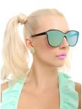 Green Mirrored Shield Sunglasses, , hi-res