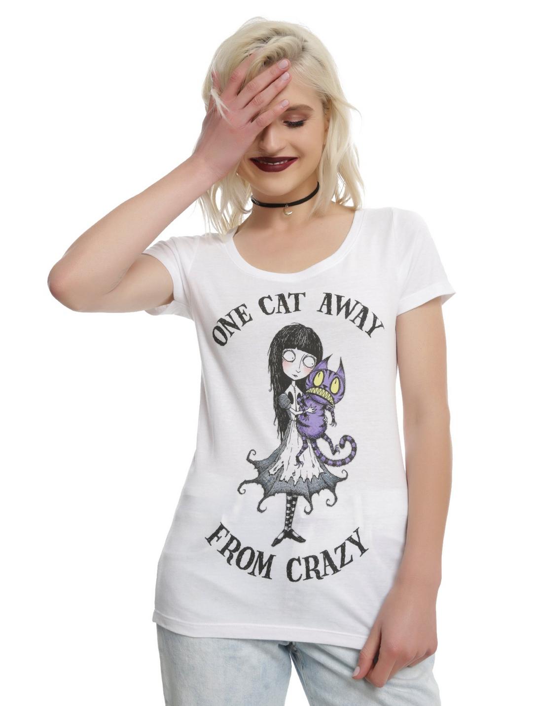 Crab Scrambly One Cat Away From Crazy Girls T-Shirt, WHITE, hi-res