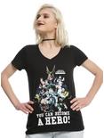 My Hero Academia Character Collage Girls V-Neck T-Shirt, BLACK, hi-res