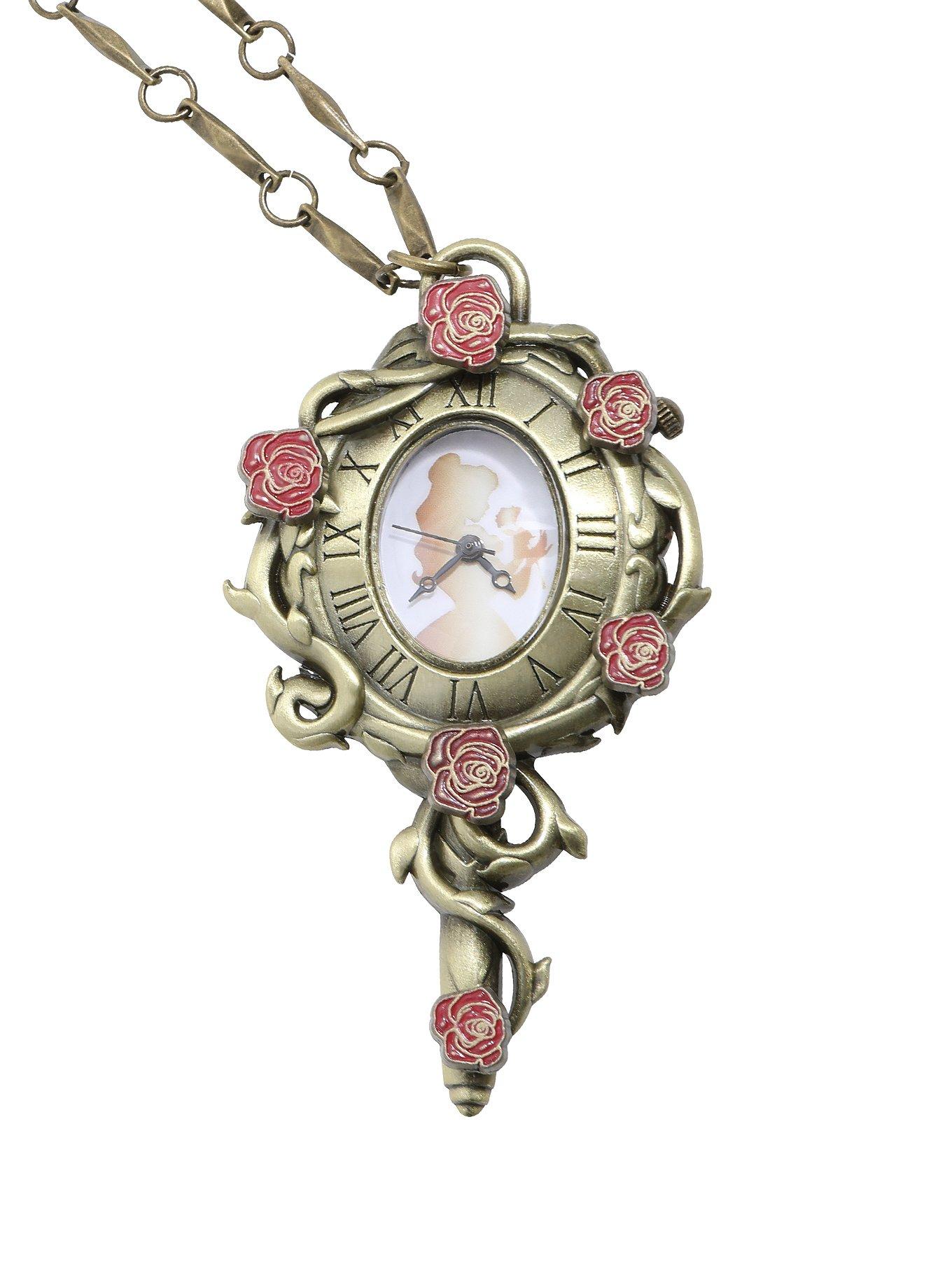 Disney Beauty And The Beast Belle Mirror Pocket Watch Necklace, , hi-res