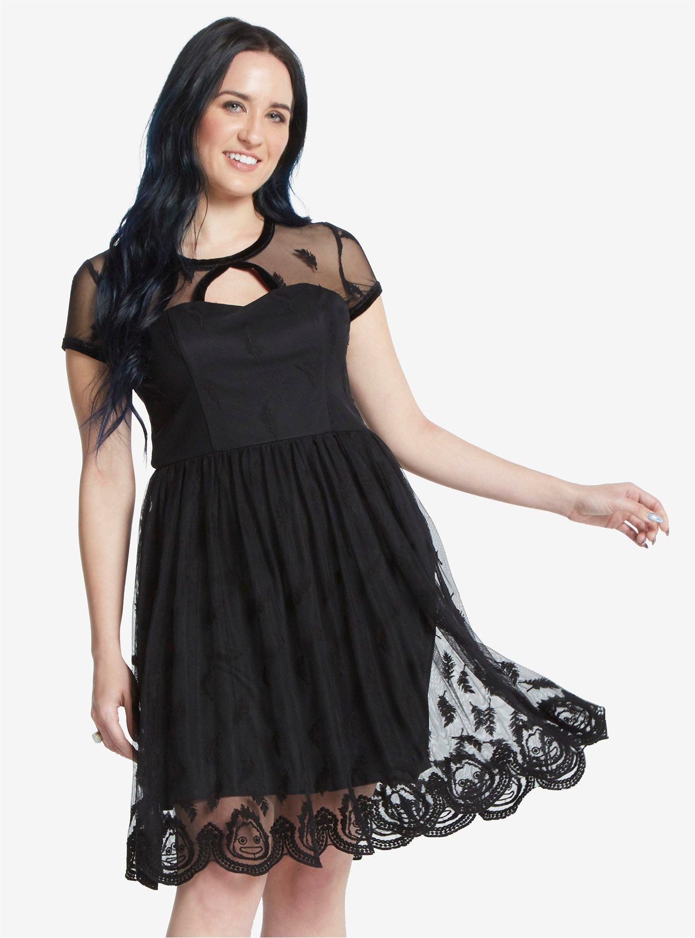 Studio Ghibli Howl's Moving Castle Calcifer Vignette Dress, BLACK, hi-res