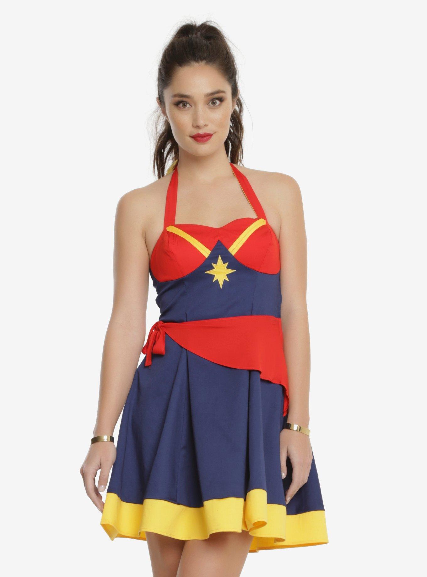 Marvel Captain Marvel Halter Dress, MULTI, hi-res