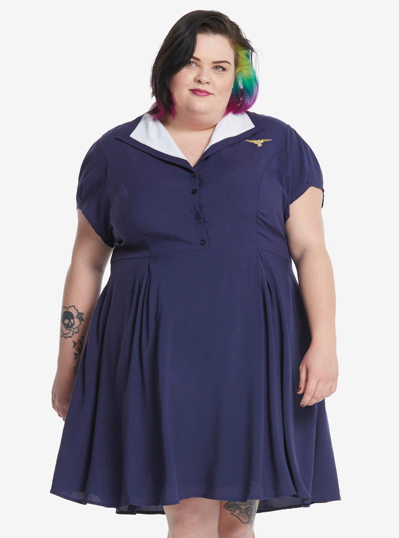 Marvel Agent Carter Pinup Dress Plus Size, BLUE, hi-res