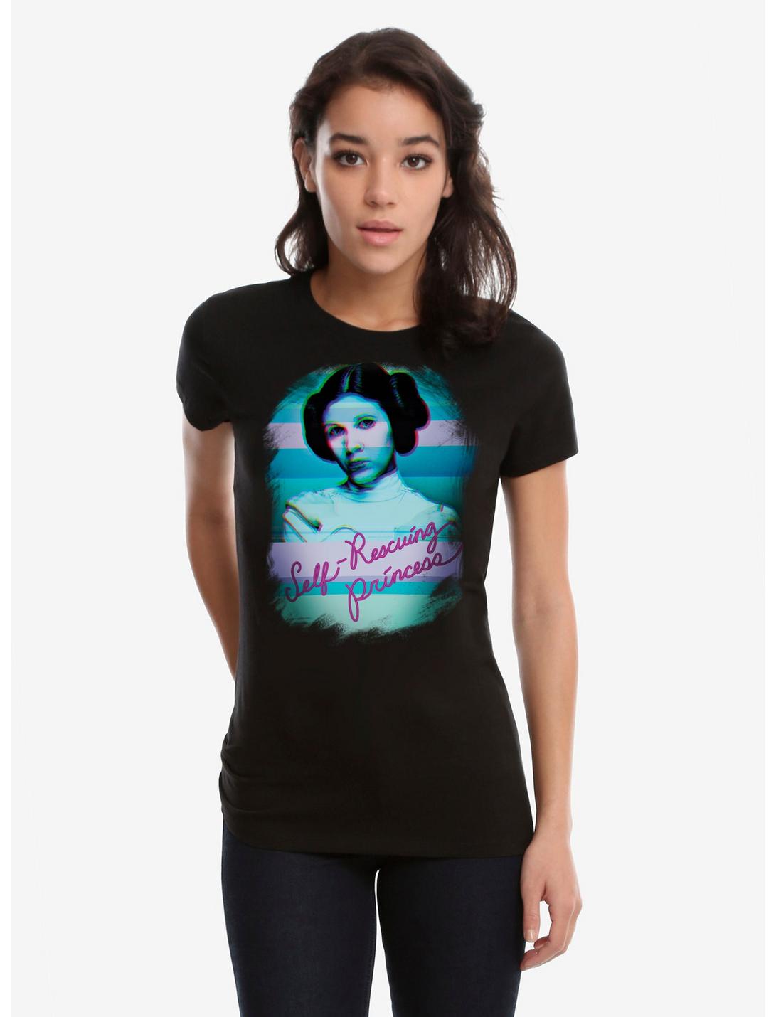 Star Wars Princess Leia Self-Rescuing Princess T-shirt, BLACK, hi-res