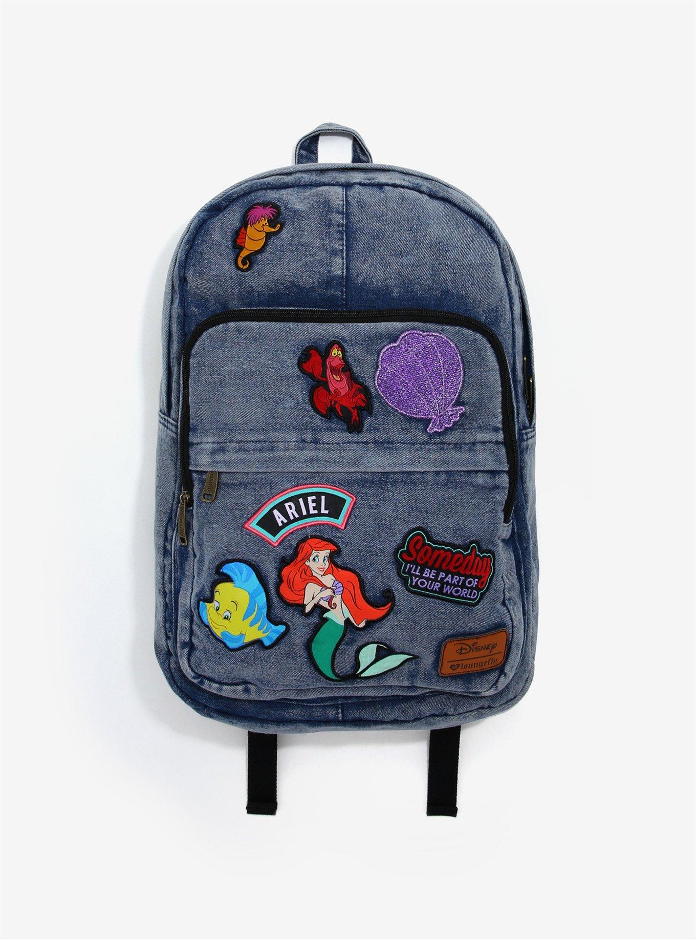Loungefly Disney The Little Mermaid Patched Denim Backpack BoxLunch Exclusive BoxLunch