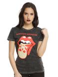 The Rolling Stones Skull & Crossbones Tongue Logo Girls Mineral Wash T-Shirt, BLACK, hi-res