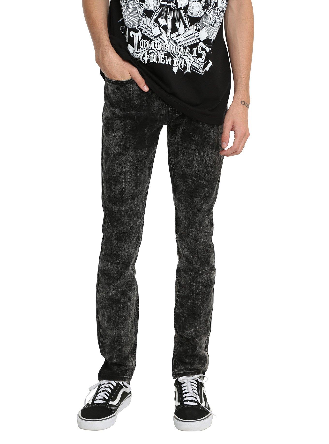 XXX Rude Black & Grey Acid Wash Super Skinny Jeans, GREY, hi-res