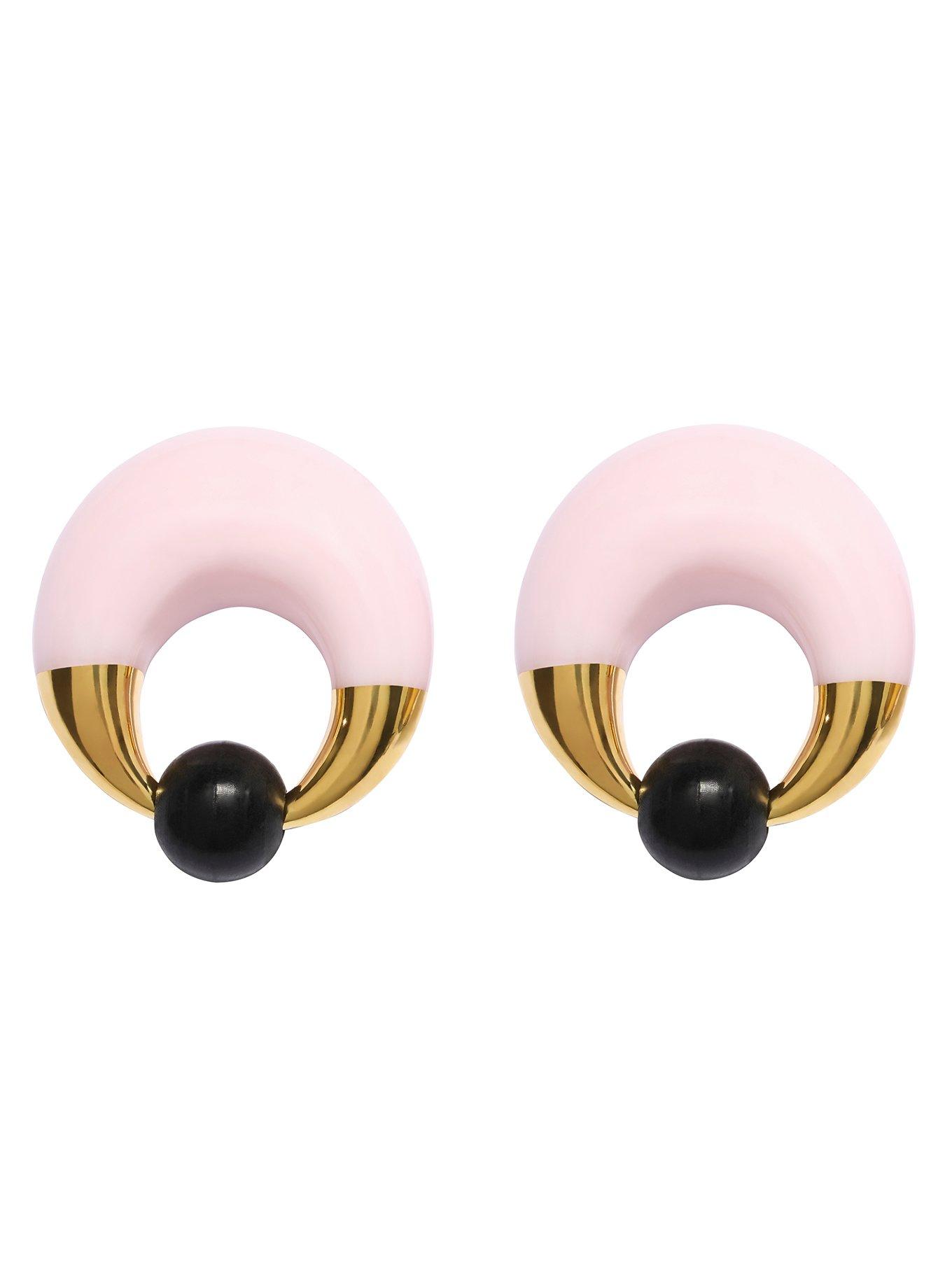 Glass Pink Gold Dip Captive Hoop 2 Pack, GOLD, hi-res