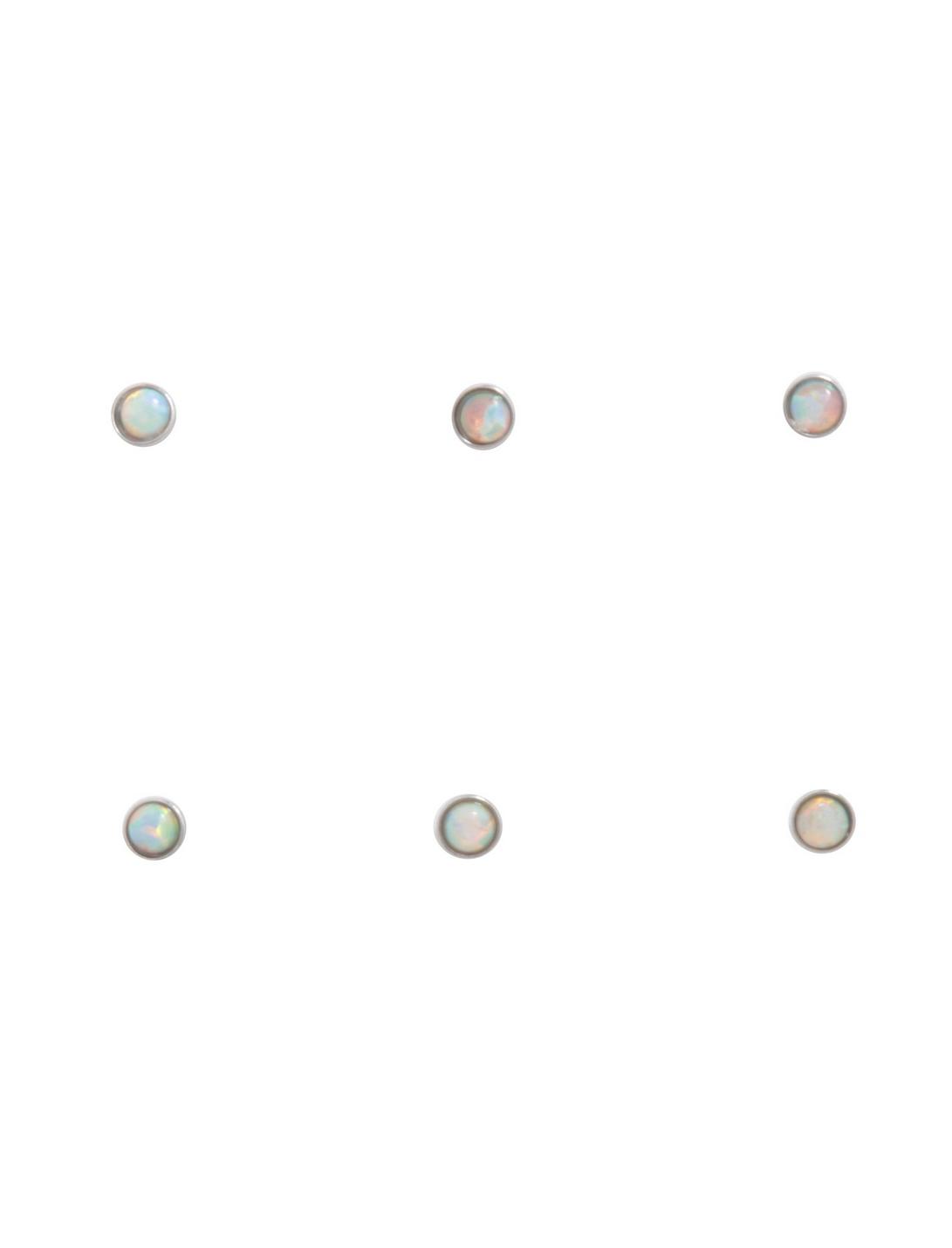 Steel White Opal Nose Stud 6 Pack, WHITE, hi-res