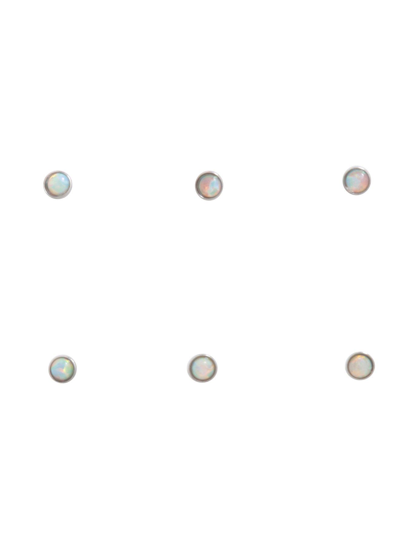Steel White Opal Nose Stud 6 Pack, WHITE, hi-res