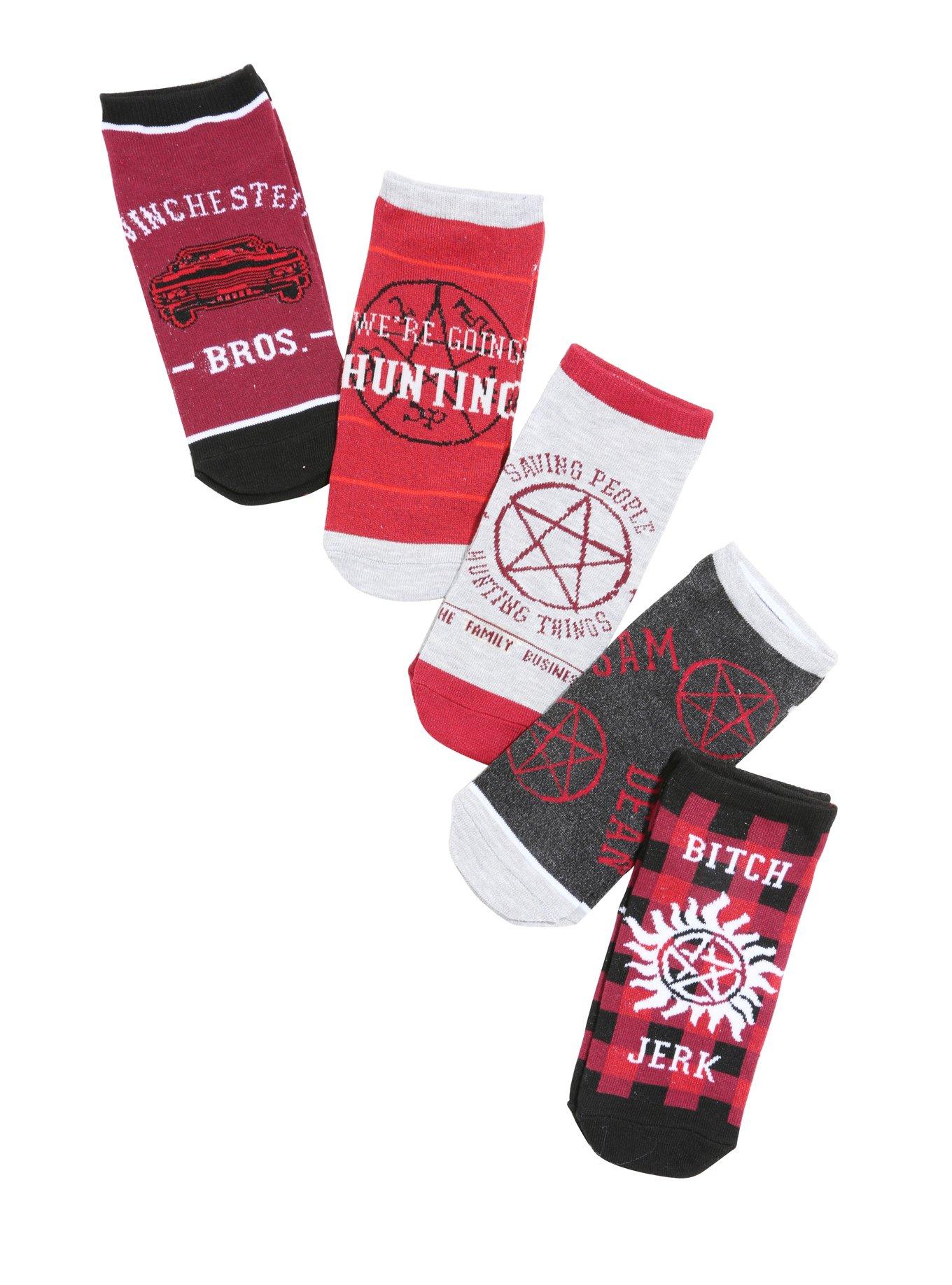 Supernatural Pentagram No-Show Socks 5 Pair, , hi-res