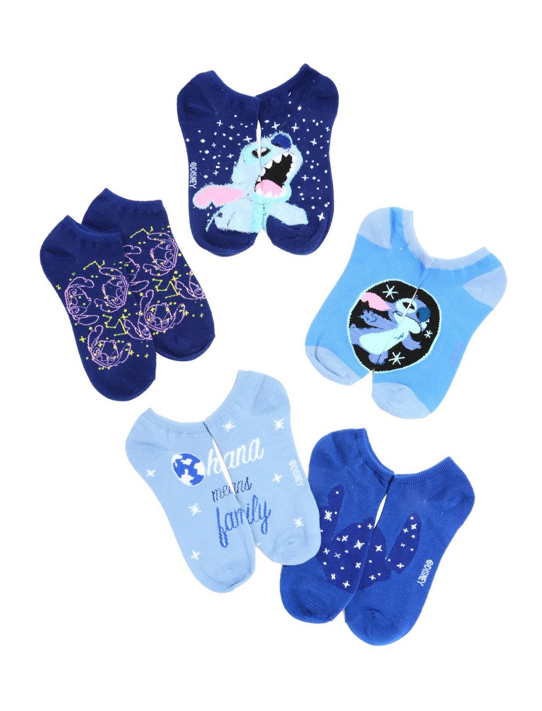 Disney Lilo & Stitch Outer Space No-Show Socks 5 Pair, , hi-res